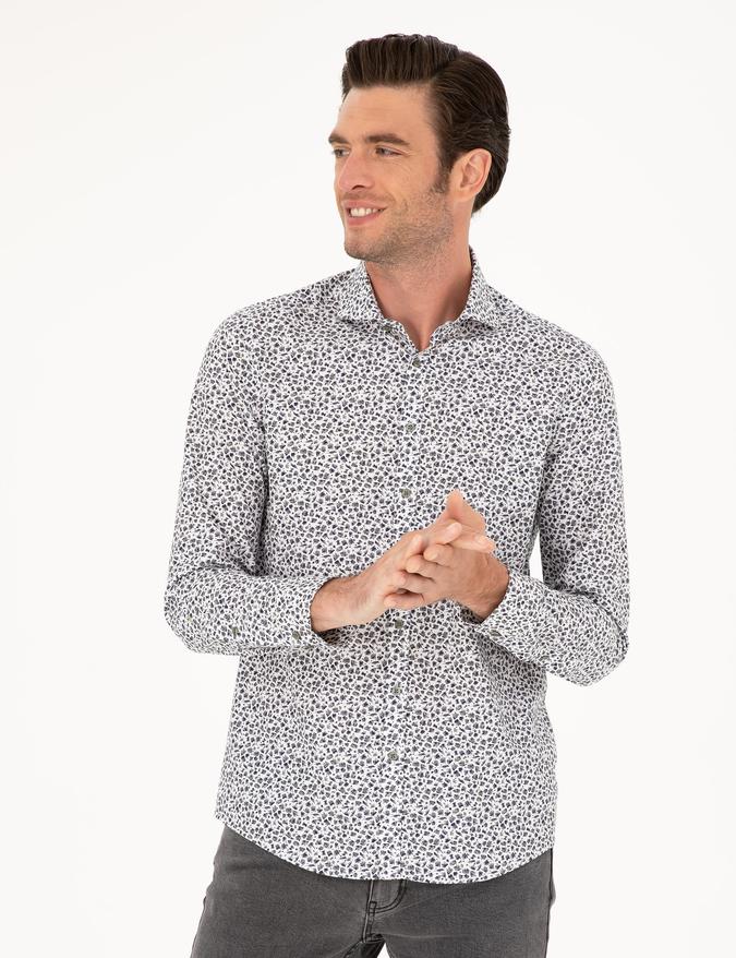 Haki Slim Fit Uzun Kollu Gömlek