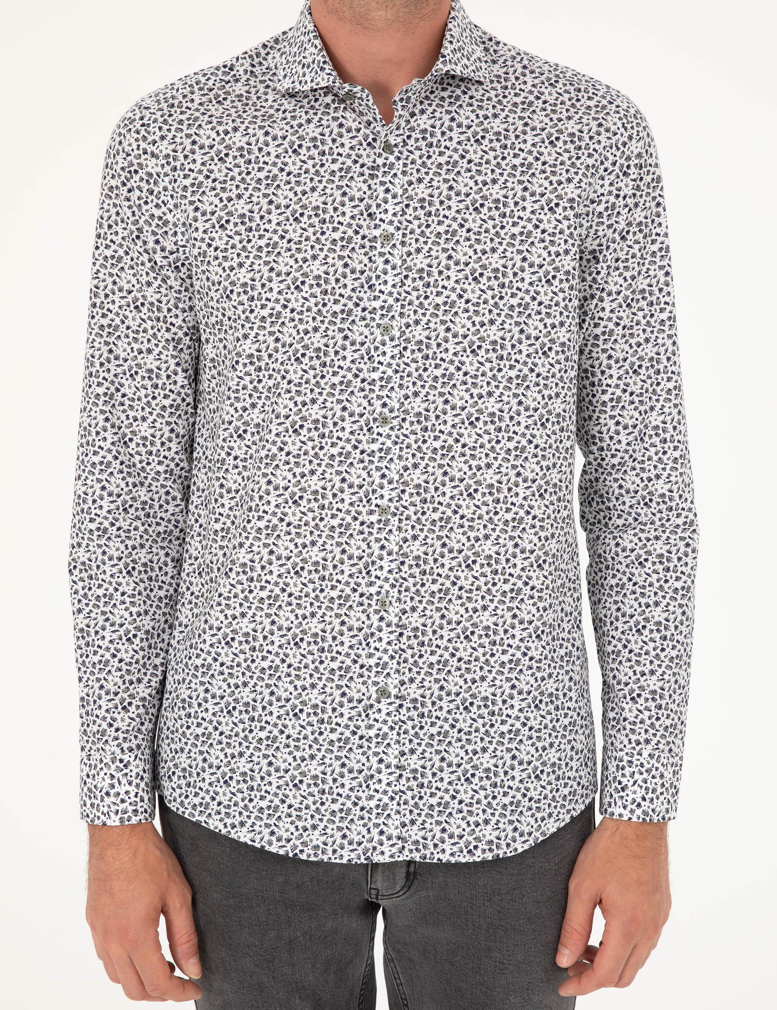 Haki Slim Fit Uzun Kollu Gömlek - 50227030021
