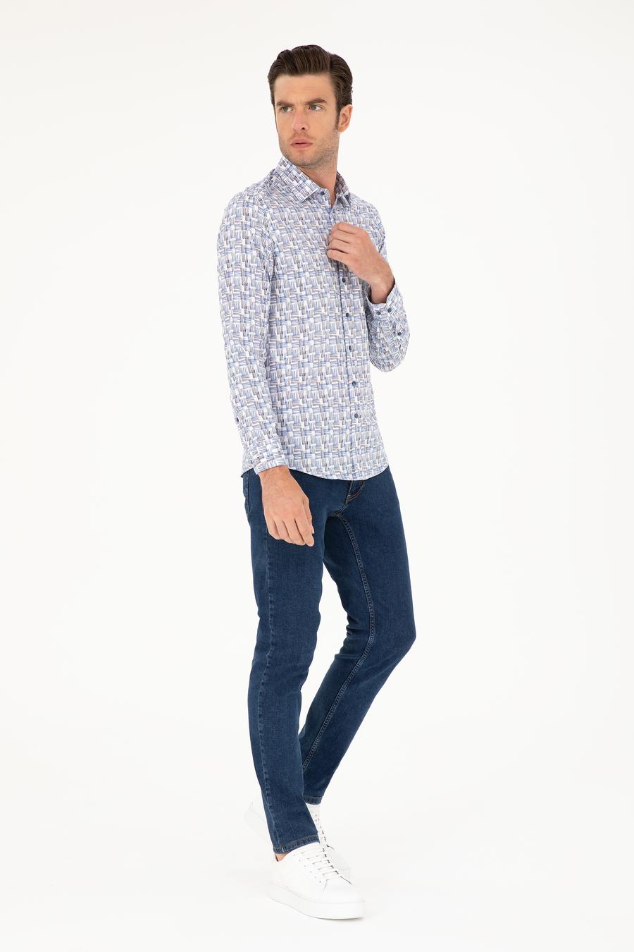 Lacivert Slim Fit Uzun Kollu Gömlek - 50233486006