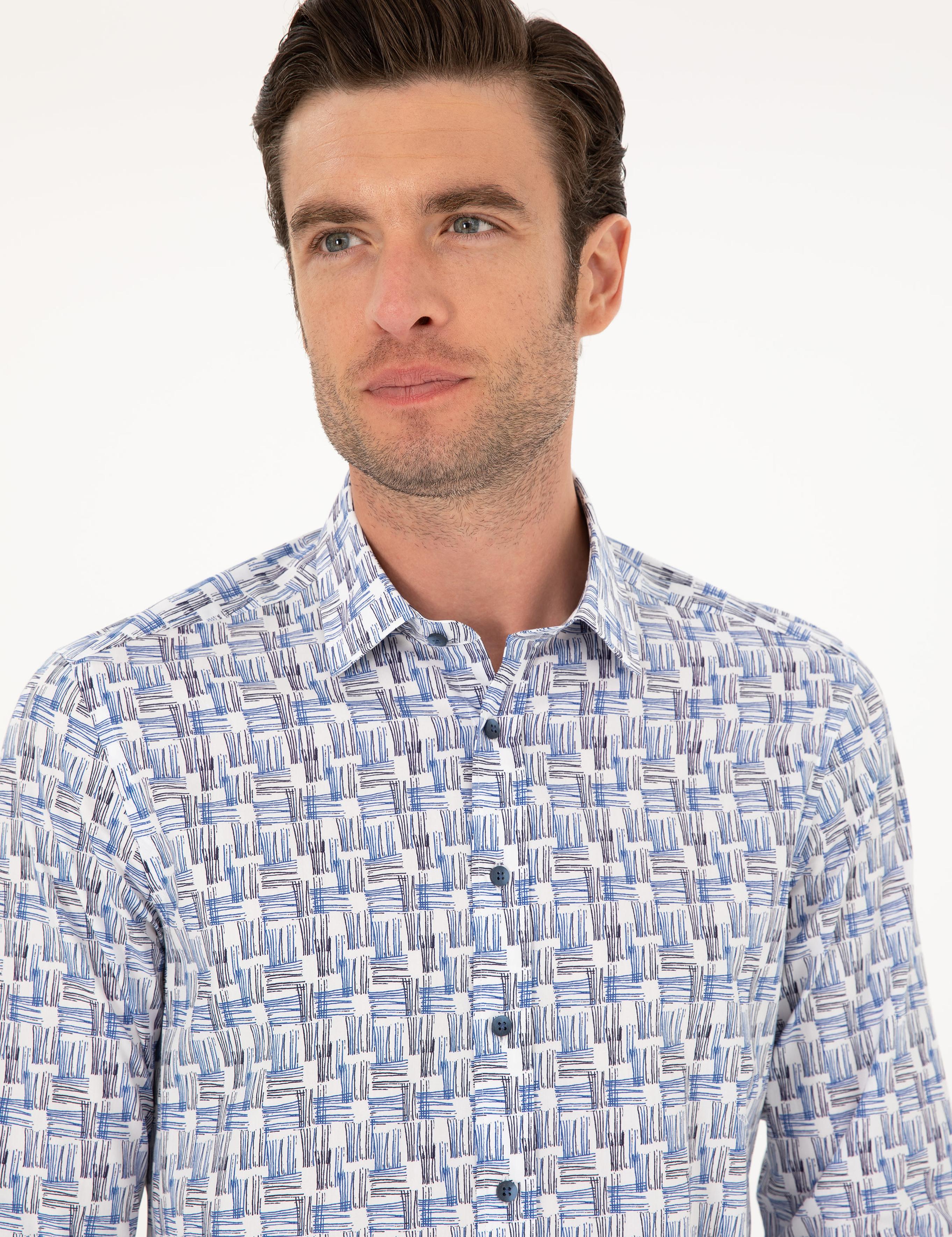 Lacivert Slim Fit Uzun Kollu Gömlek - 50233486006