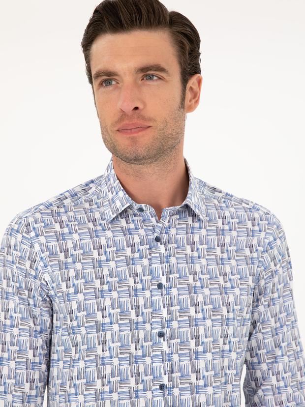 Lacivert Slim Fit Uzun Kollu Gömlek