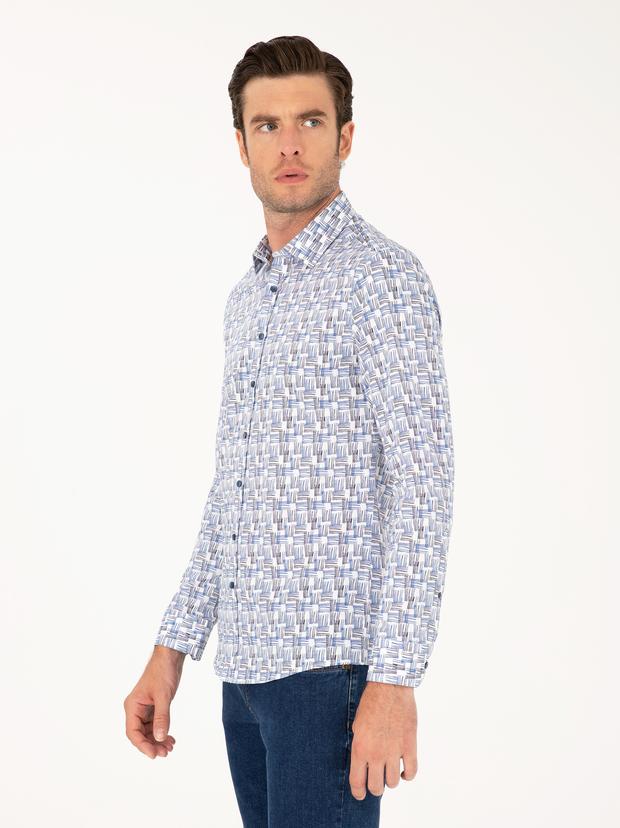 Lacivert Slim Fit Uzun Kollu Gömlek