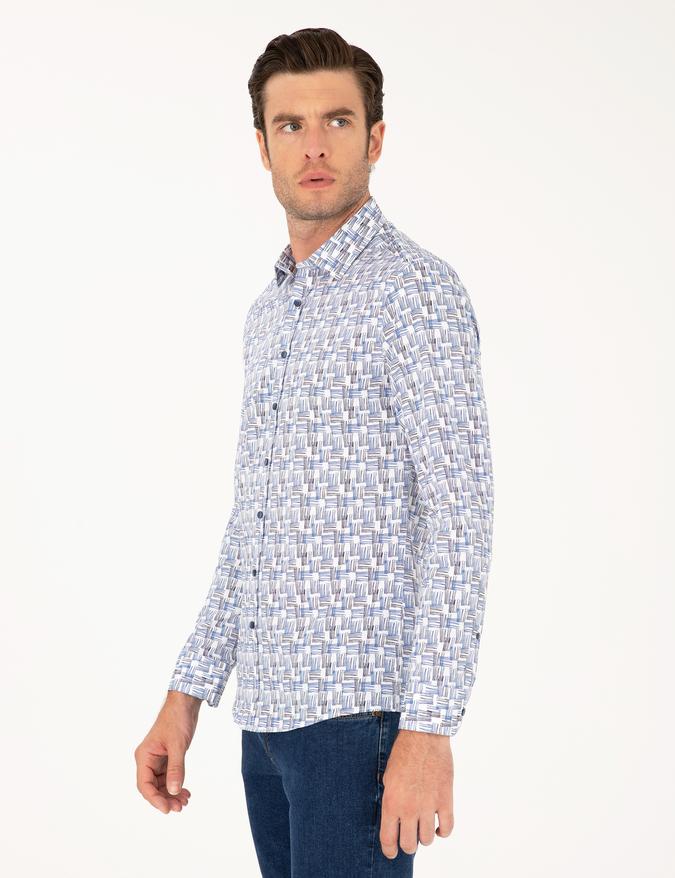 Lacivert Slim Fit Uzun Kollu Gömlek