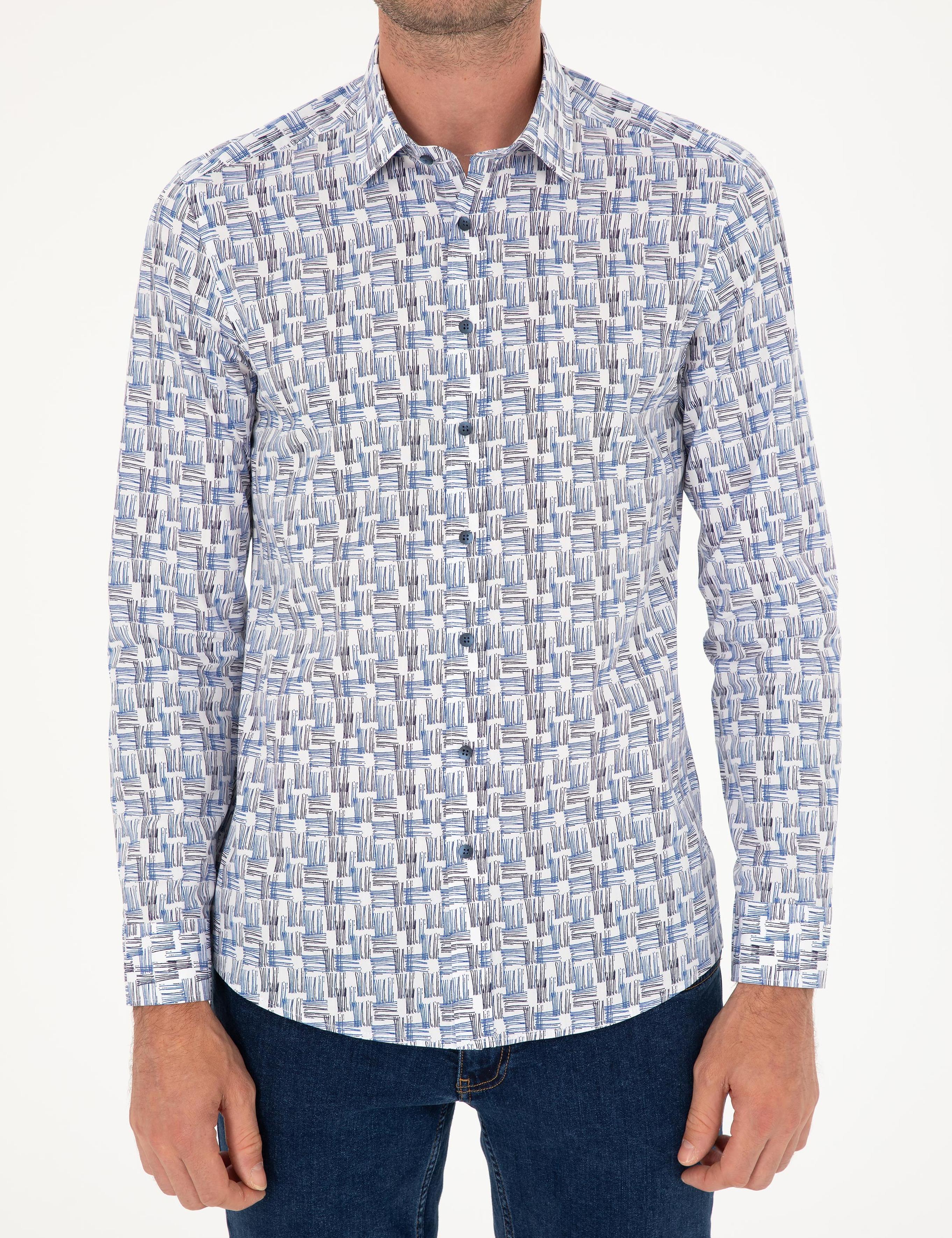 Lacivert Slim Fit Uzun Kollu Gömlek - 50233486006