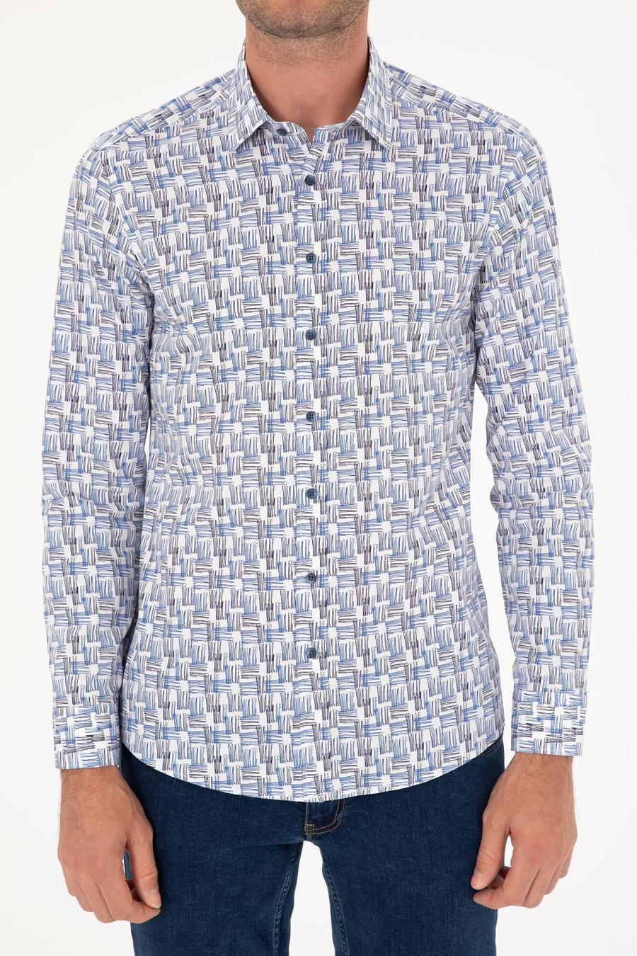 Lacivert Slim Fit Uzun Kollu Gömlek - 50233486006