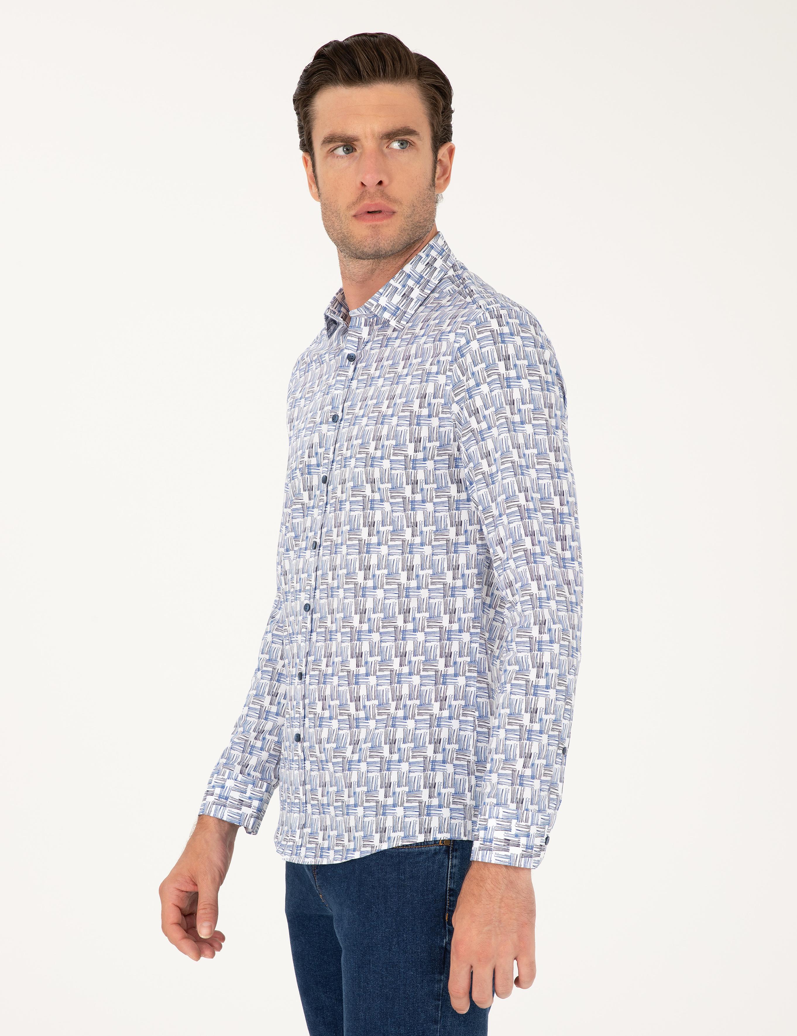 Lacivert Slim Fit Uzun Kollu Gömlek - 50233486006