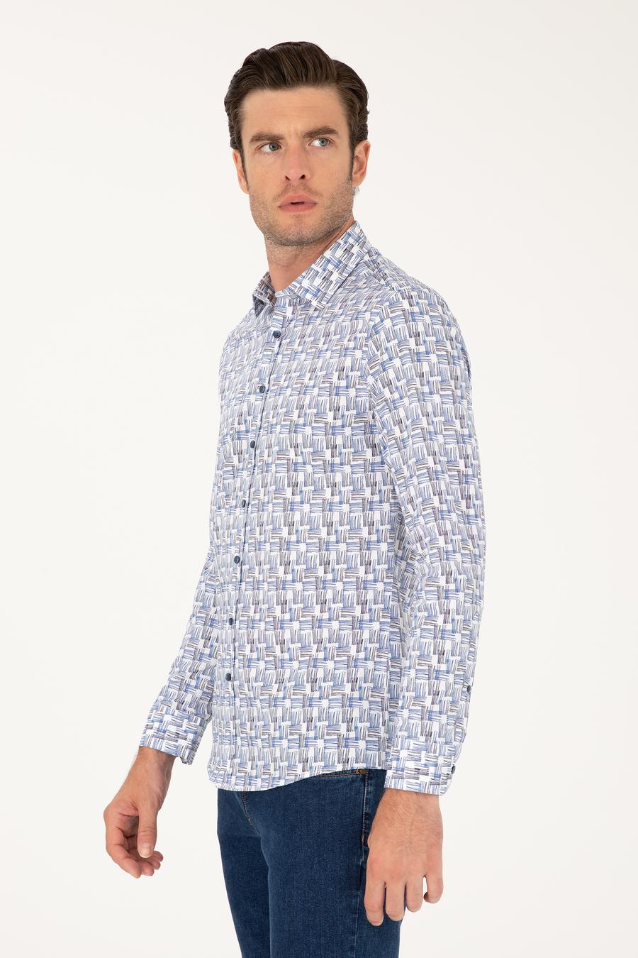 Lacivert Slim Fit Uzun Kollu Gömlek - 50233486006