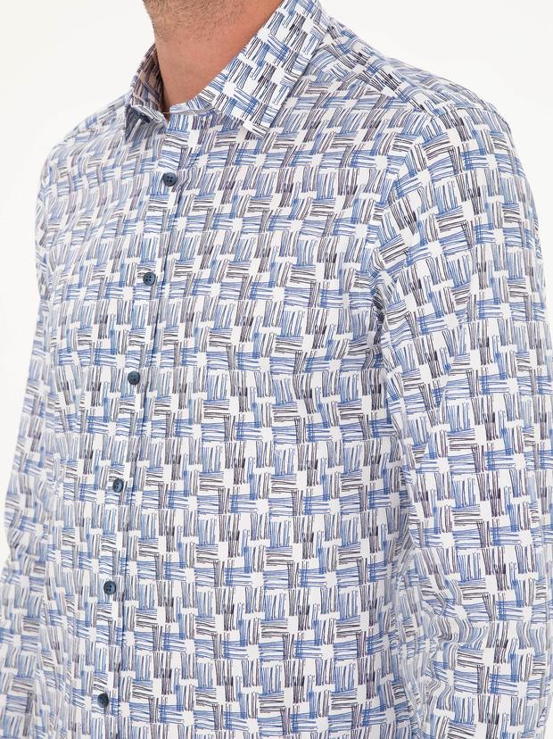 Lacivert Slim Fit Uzun Kollu Gömlek