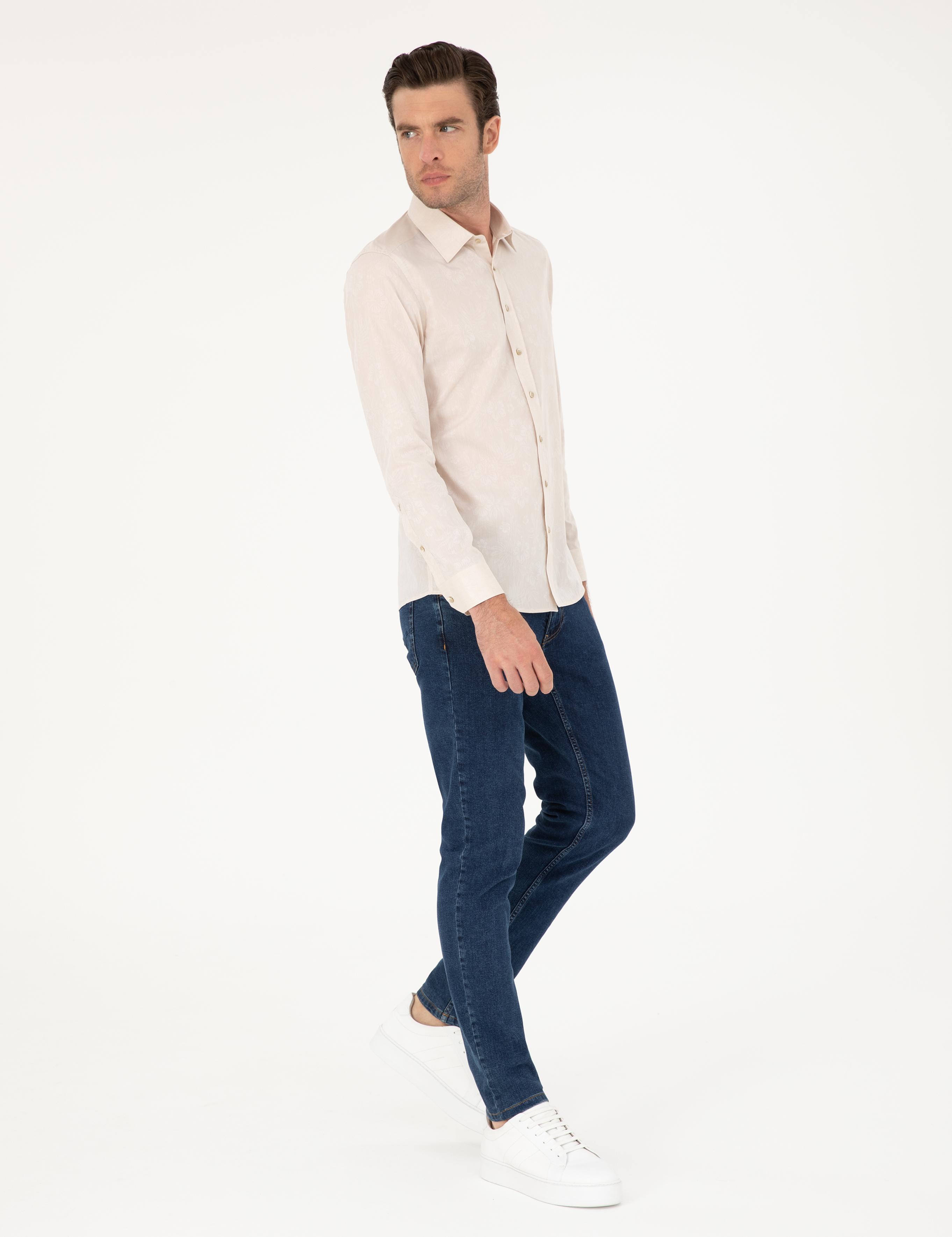 Bej Slim Fit Uzun Kollu Gömlek - 50233014005