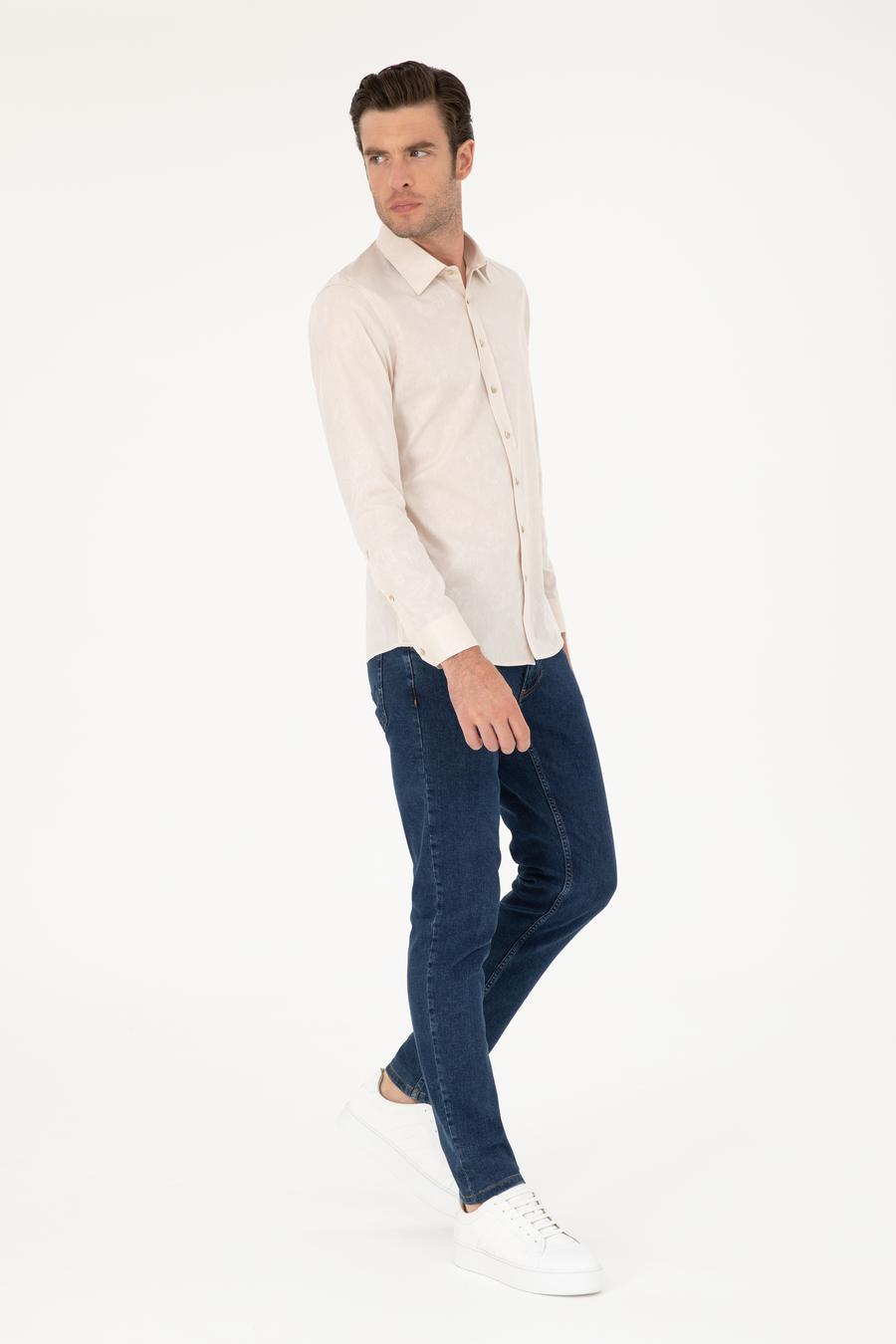 Bej Slim Fit Uzun Kollu Gömlek - 50233014005
