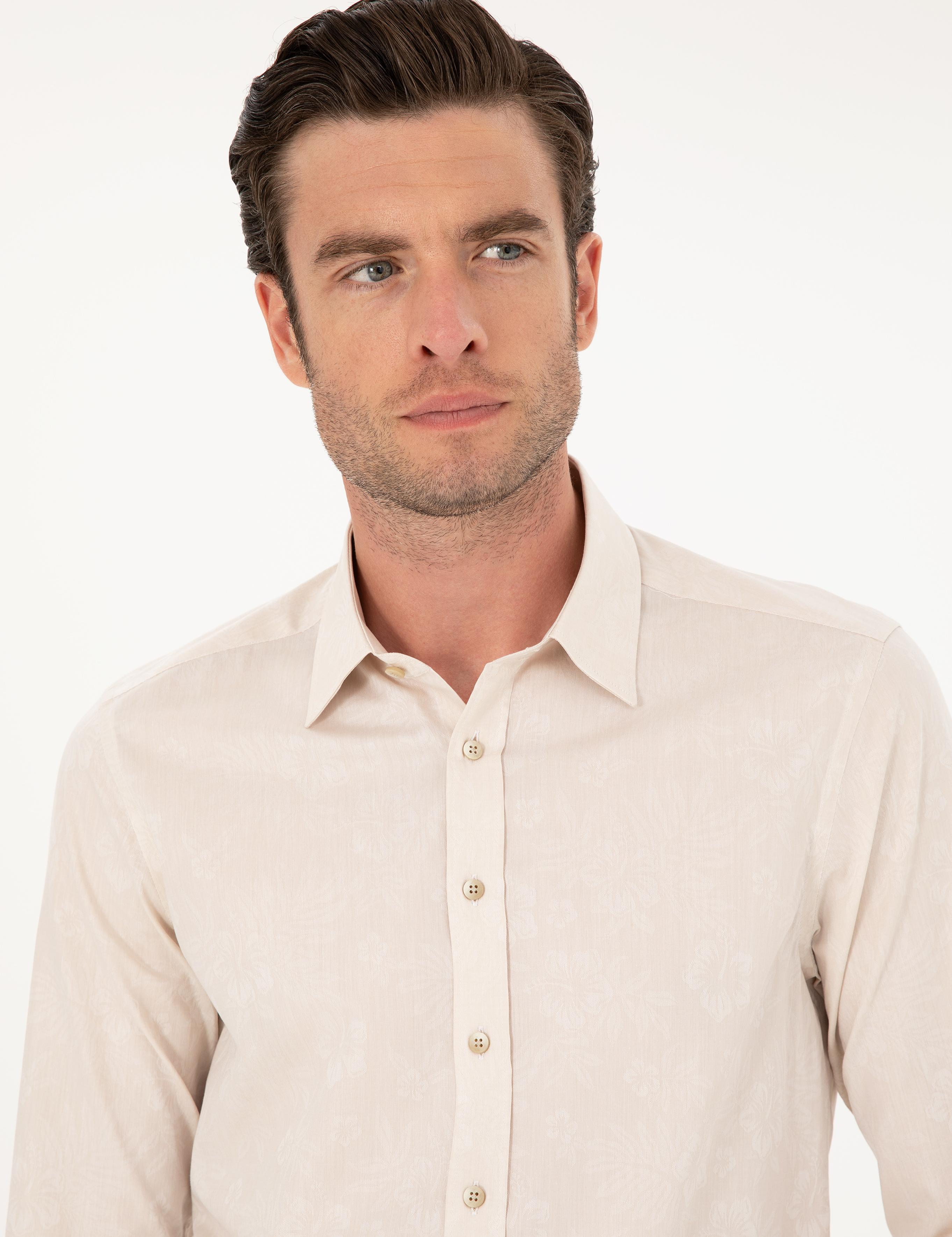 Bej Slim Fit Uzun Kollu Gömlek - 50233014005