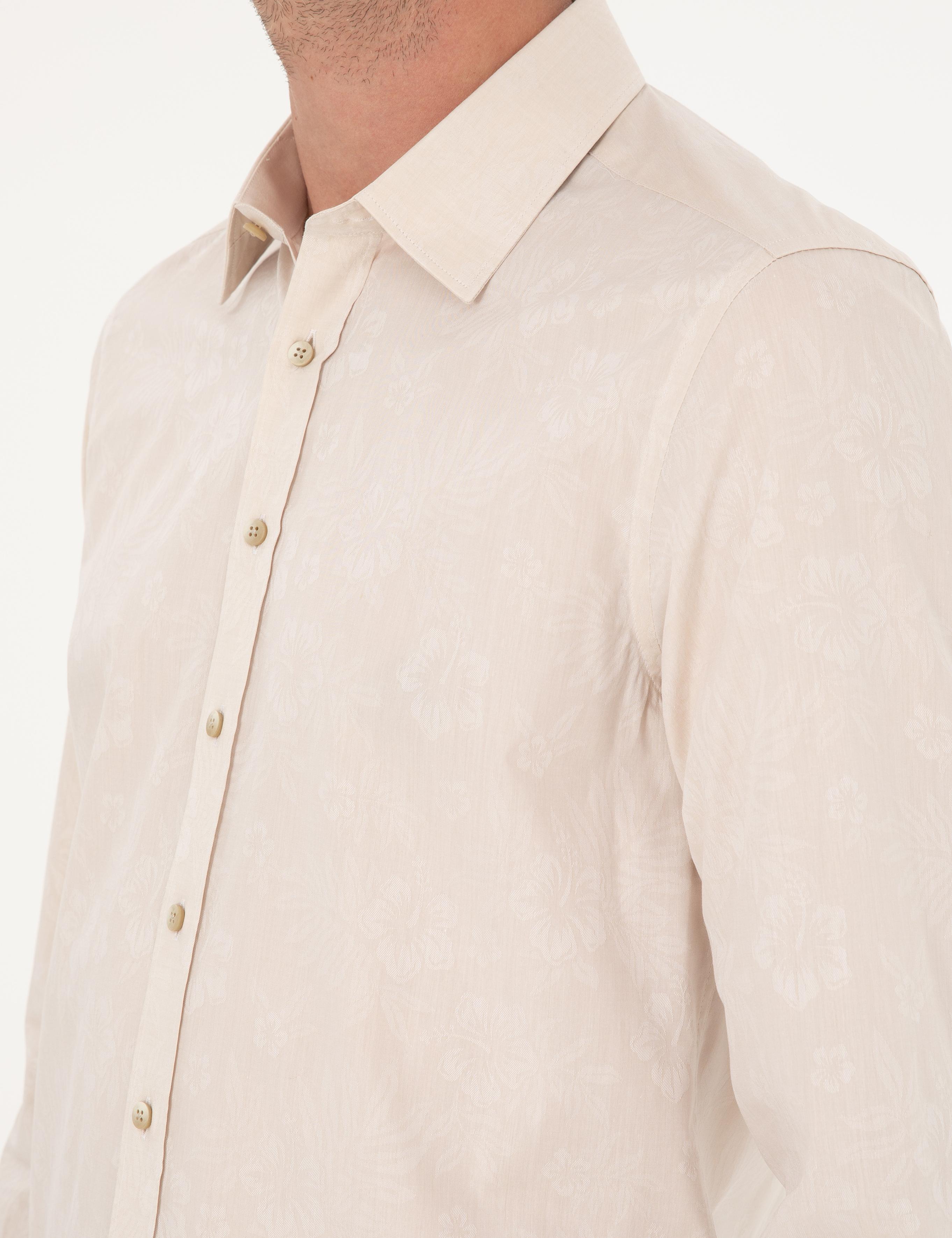 Bej Slim Fit Uzun Kollu Gömlek - 50233014005