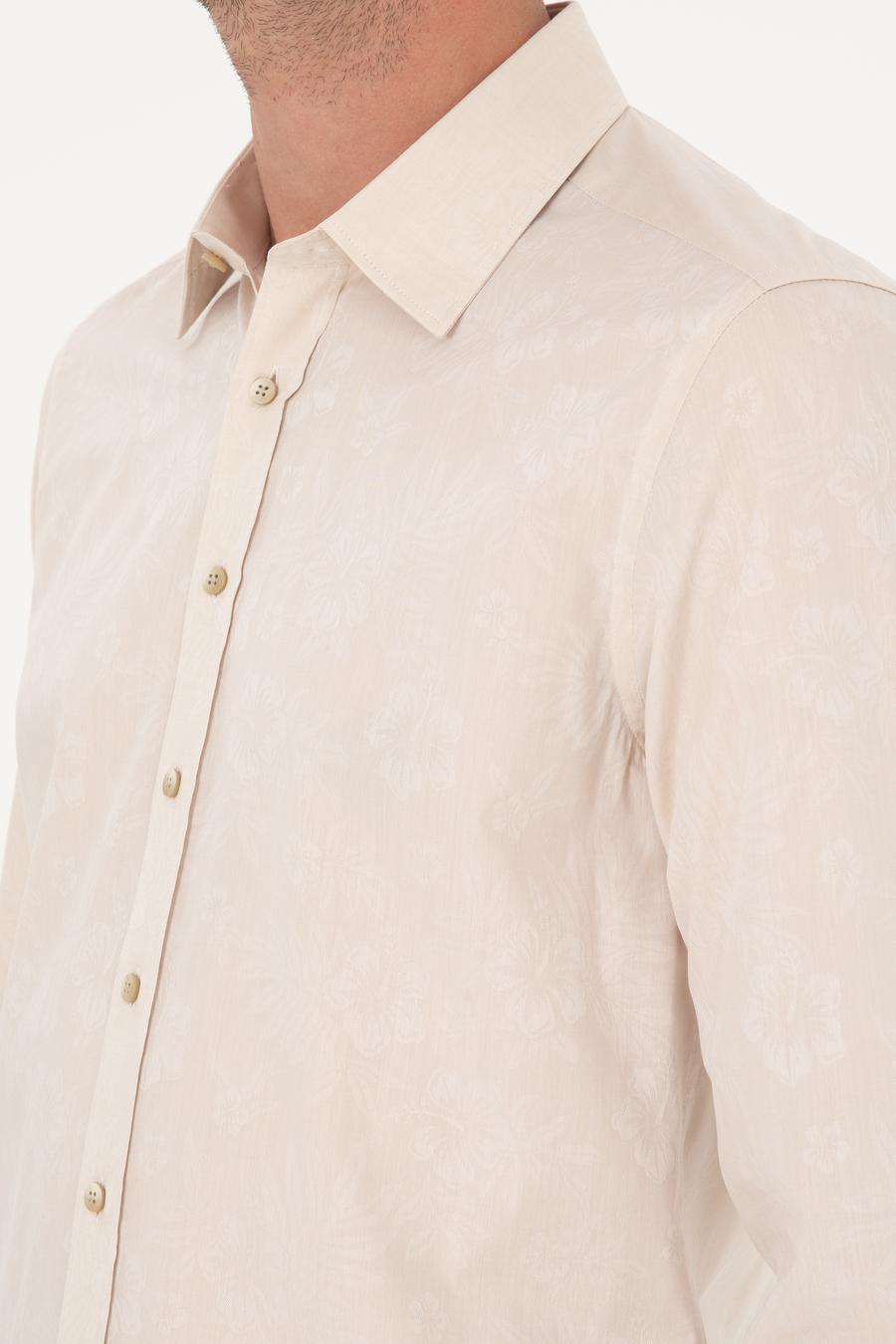 Bej Slim Fit Uzun Kollu Gömlek - 50233014005