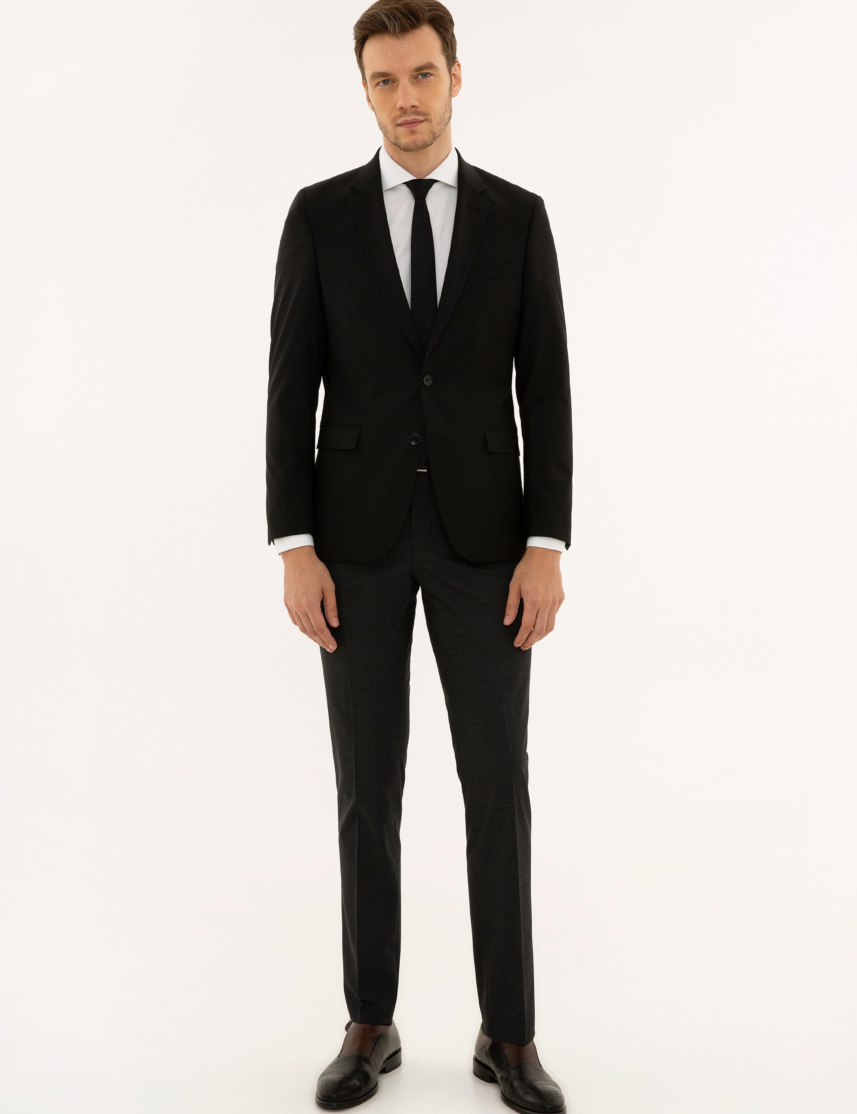 Siyah Slim Fit Ceket - 50223156062