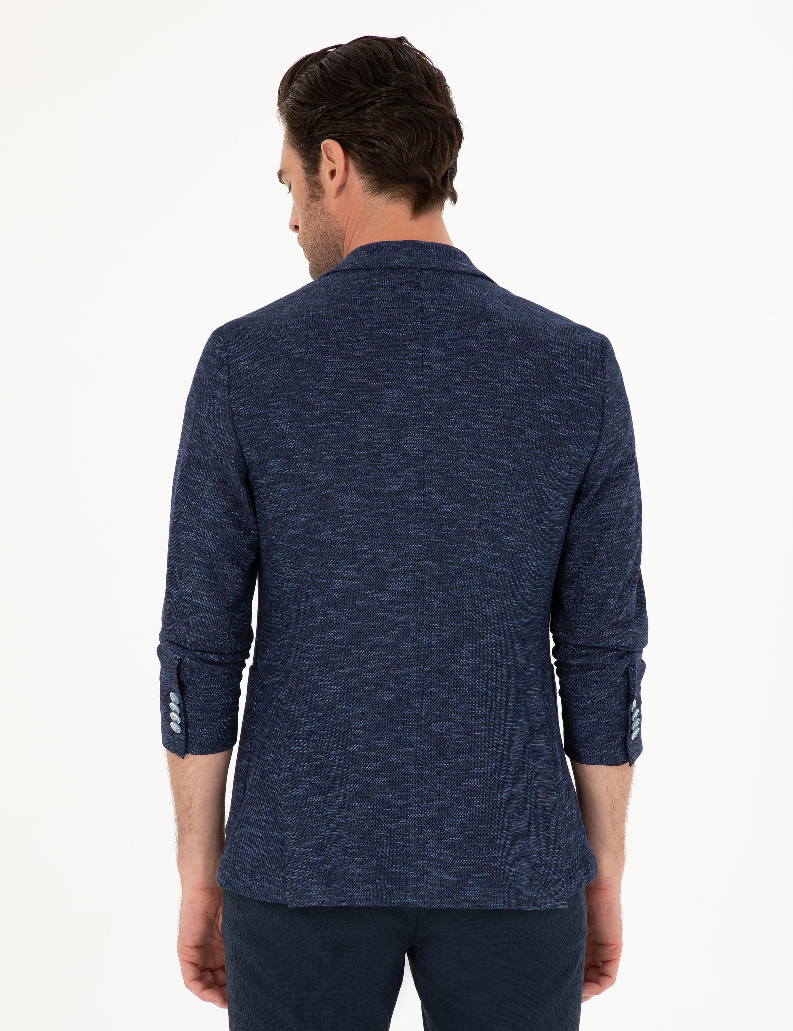 Lacivert Slim Fit Pamuk Karışımlı Ceket - 50285251038