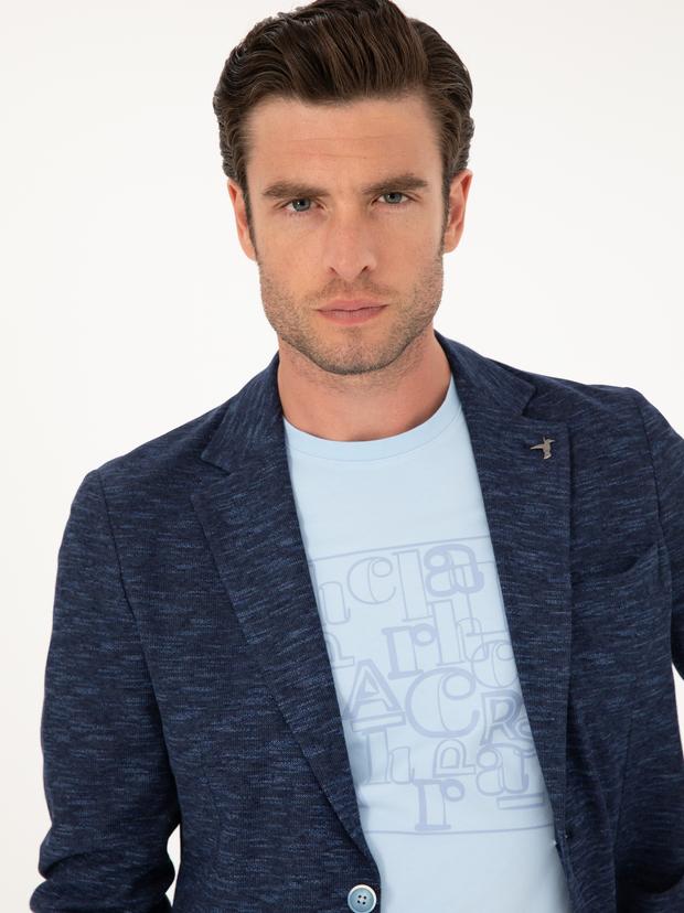 Lacivert Slim Fit Pamuk Karışımlı Ceket