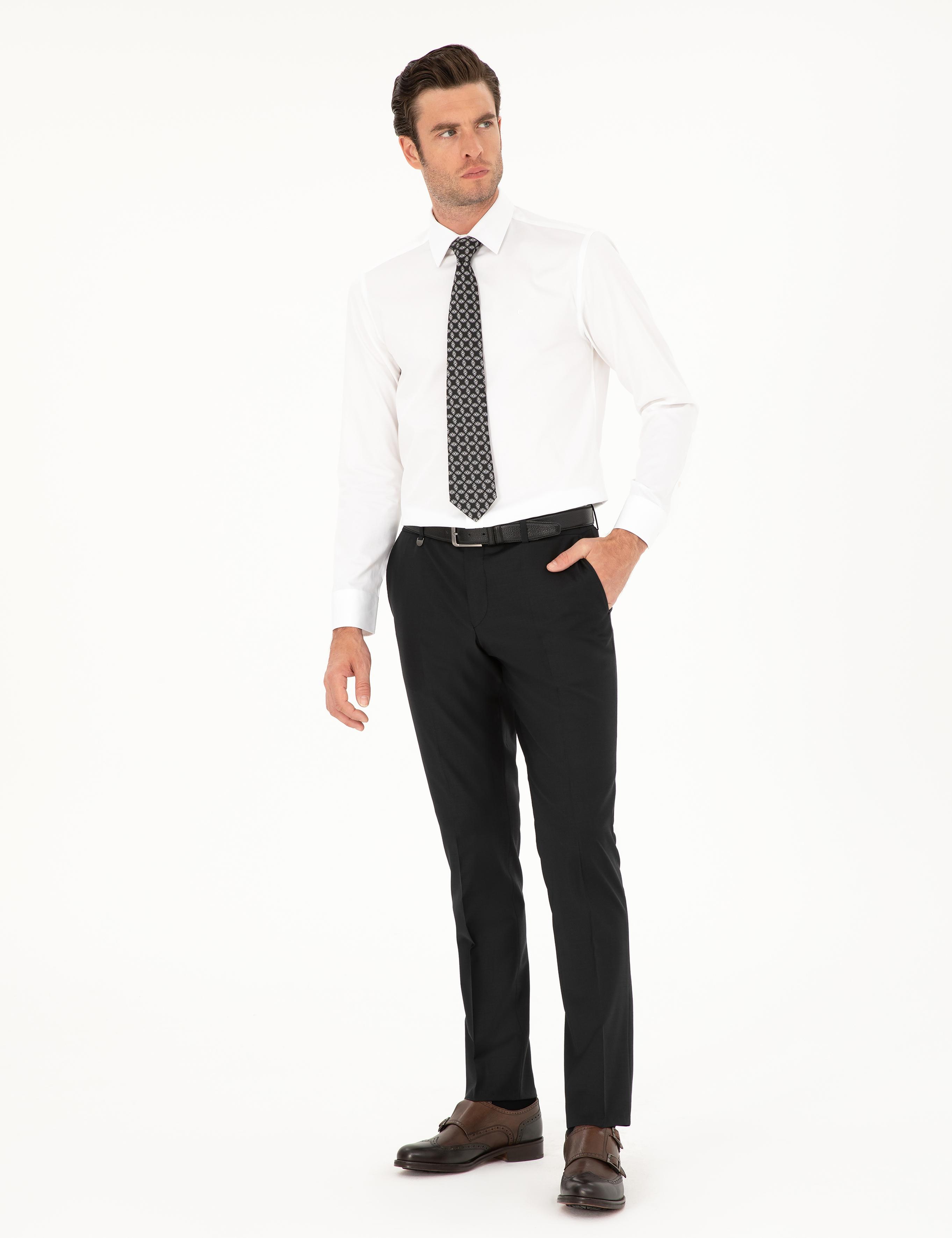 Beyaz Slim Fit Pamuk Klasik Gömlek - 50285570006