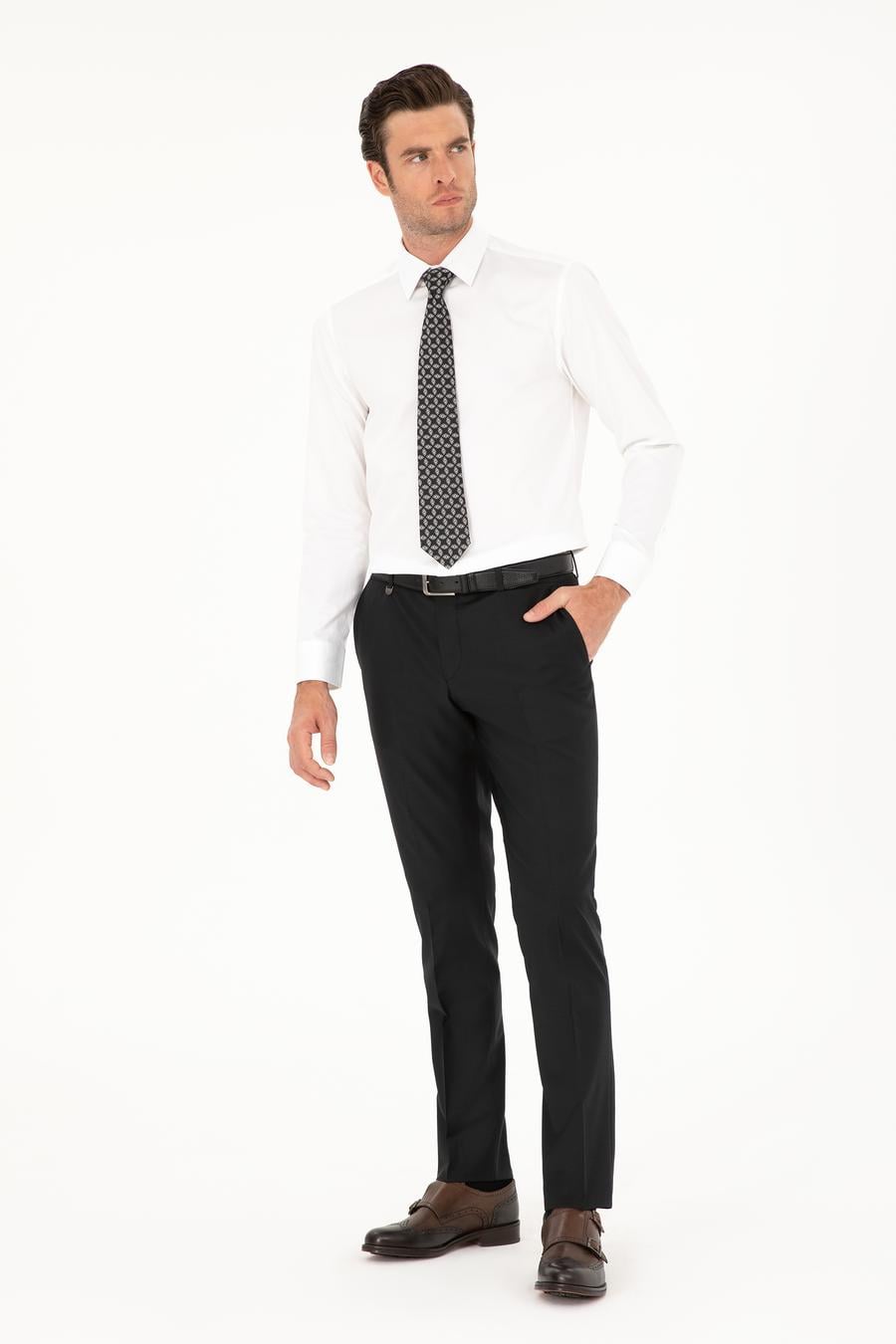 Beyaz Slim Fit Pamuk Klasik Gömlek - 50285570006