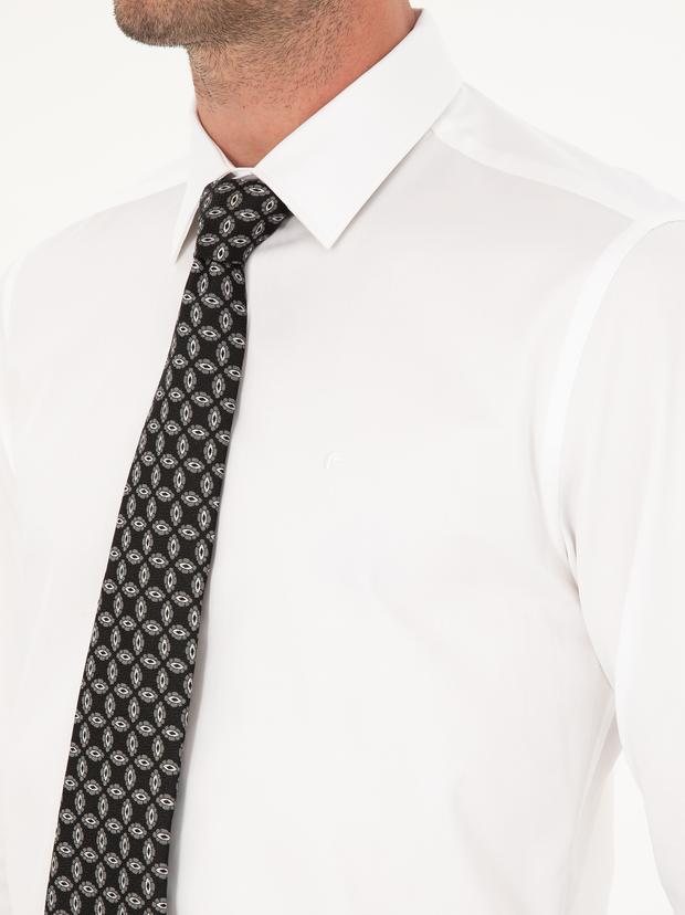Beyaz Slim Fit Pamuk Klasik Gömlek