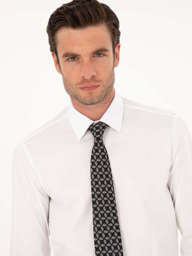 Beyaz Slim Fit Pamuk Karışımlı Gömlek