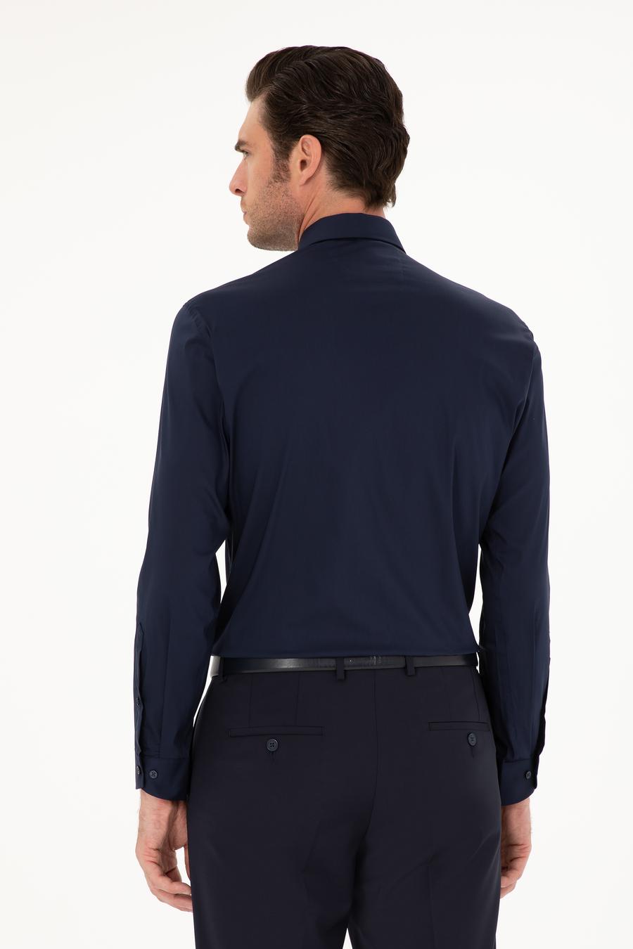 Lacivert Slim Fit Pamuk Karışımlı Gömlek - 50284433026