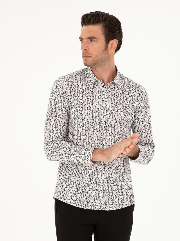 Beyaz Slim Fit Uzun Kollu Gömlek
