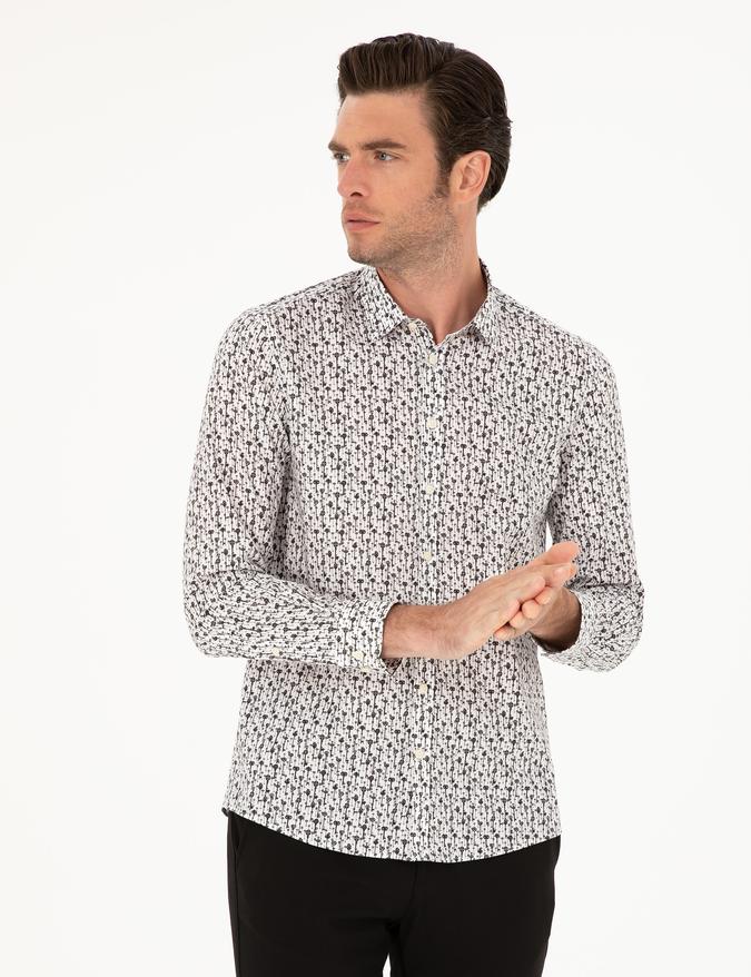 Beyaz Slim Fit Uzun Kollu Gömlek