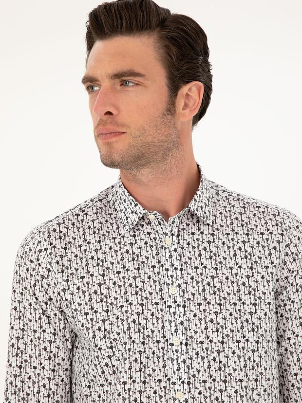 Beyaz Slim Fit Uzun Kollu Gömlek