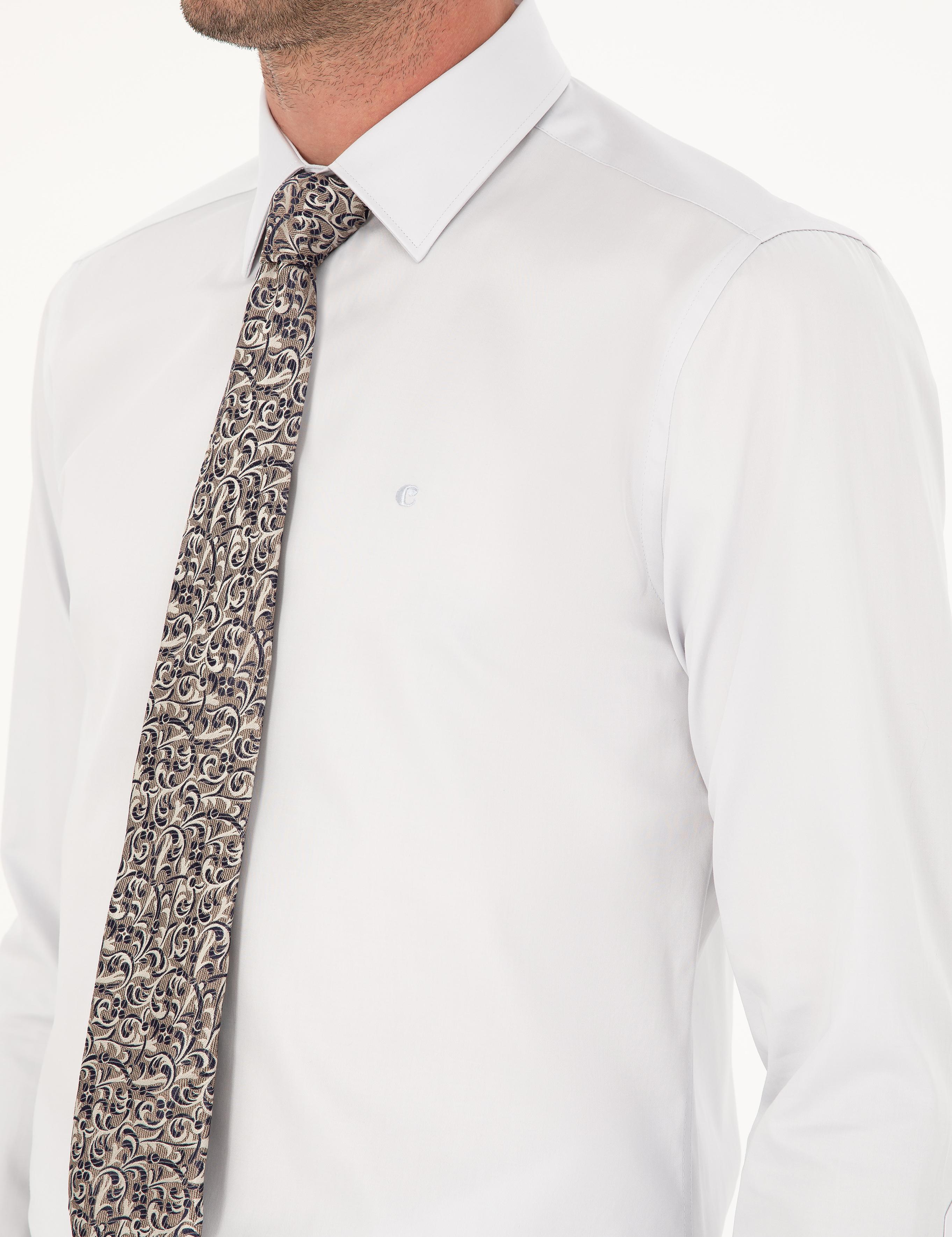 Açık Gri Slim Fit Uzun Kollu Basic Gömlek - 50285570075