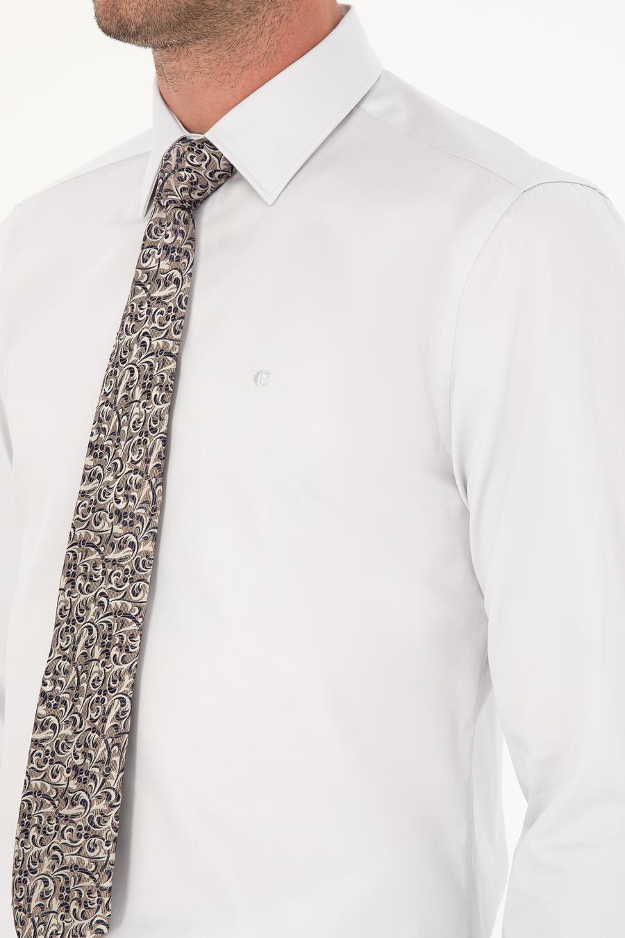 Açık Gri Slim Fit Uzun Kollu Basic Gömlek - 50285570075