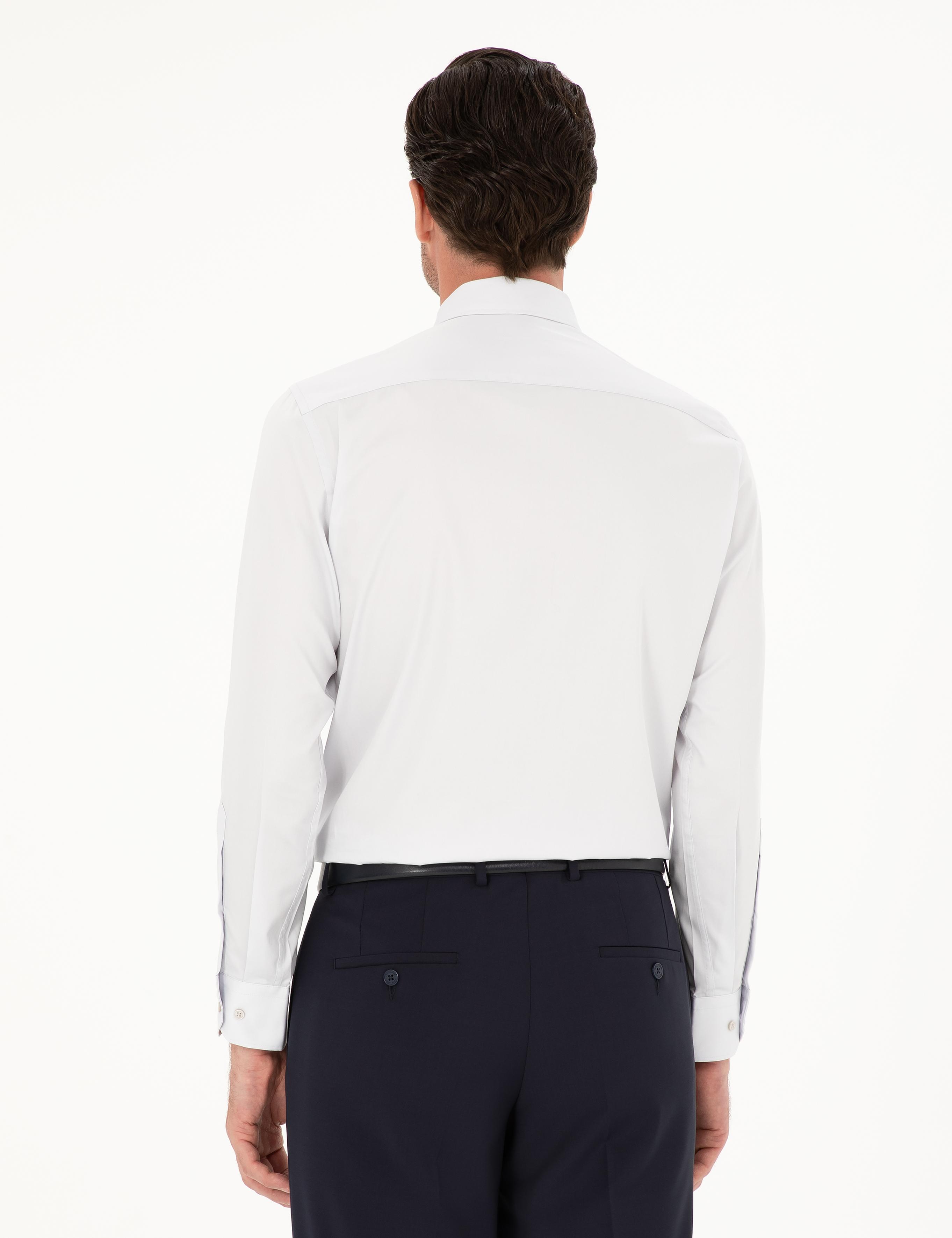 Açık Gri Slim Fit Uzun Kollu Basic Gömlek - 50285570075