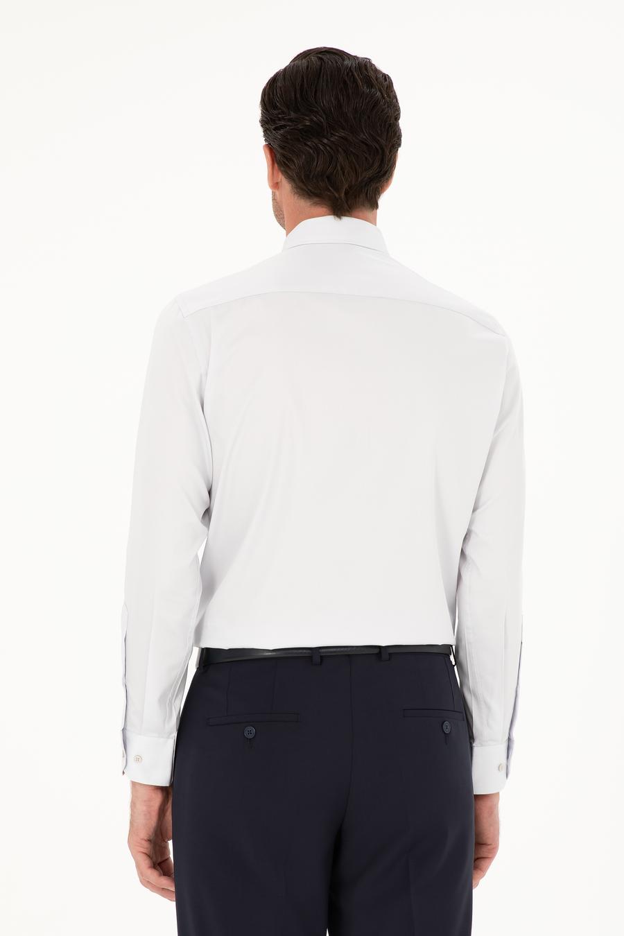 Açık Gri Slim Fit Uzun Kollu Basic Gömlek - 50285570075