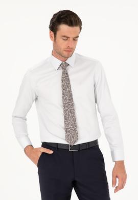 Açık Gri Slim Fit Uzun Kollu Basic Gömlek