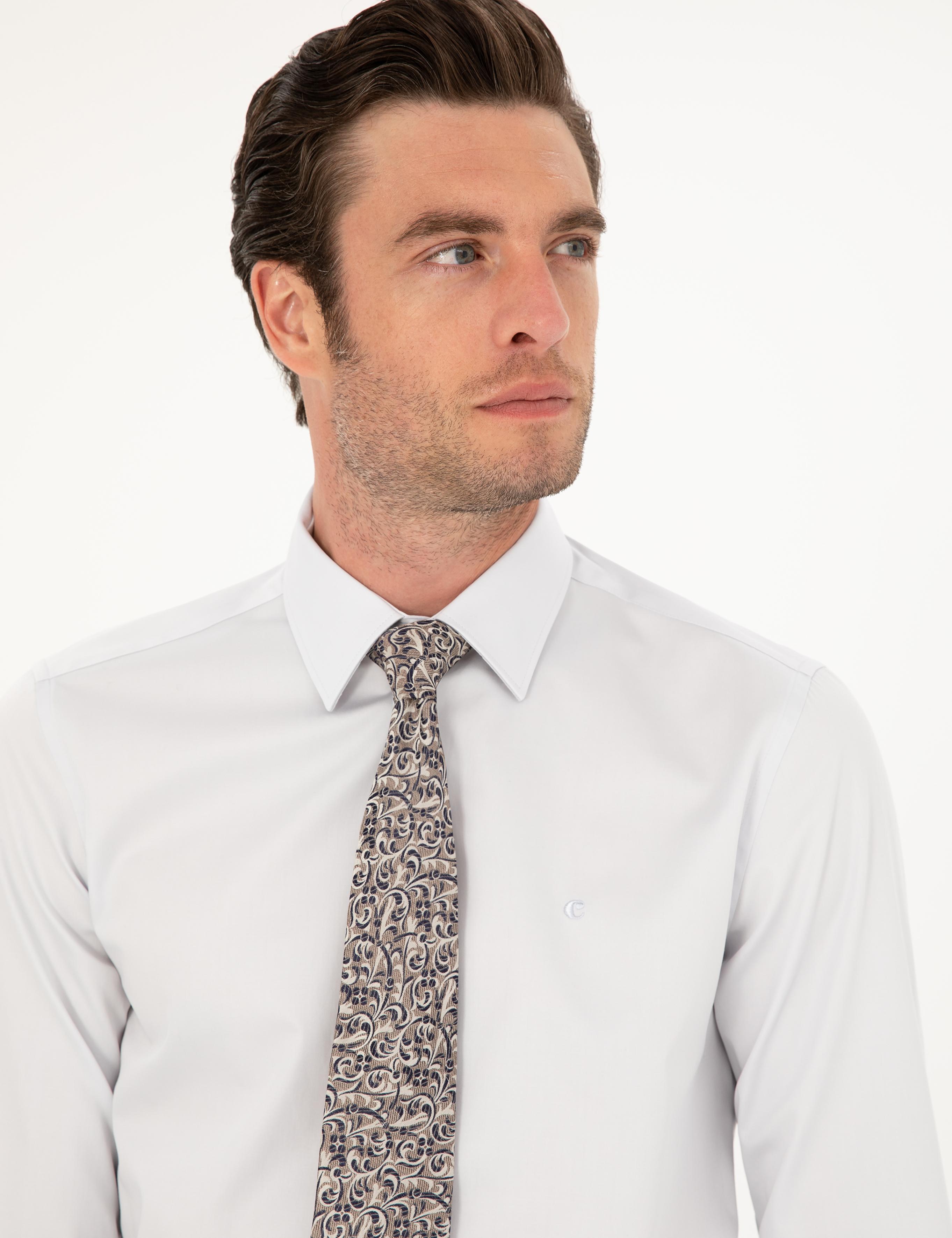Açık Gri Slim Fit Uzun Kollu Basic Gömlek - 50285570075