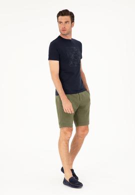 Haki Regular Fit Beli Lastikli %100 Keten Şort