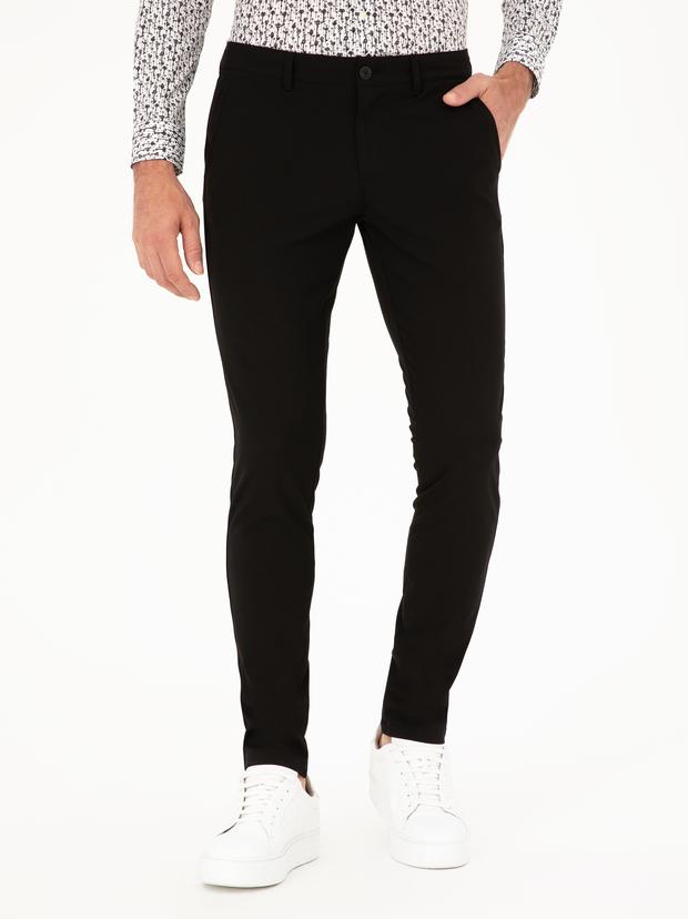Siyah Slim Fit Kanvas Pantolon