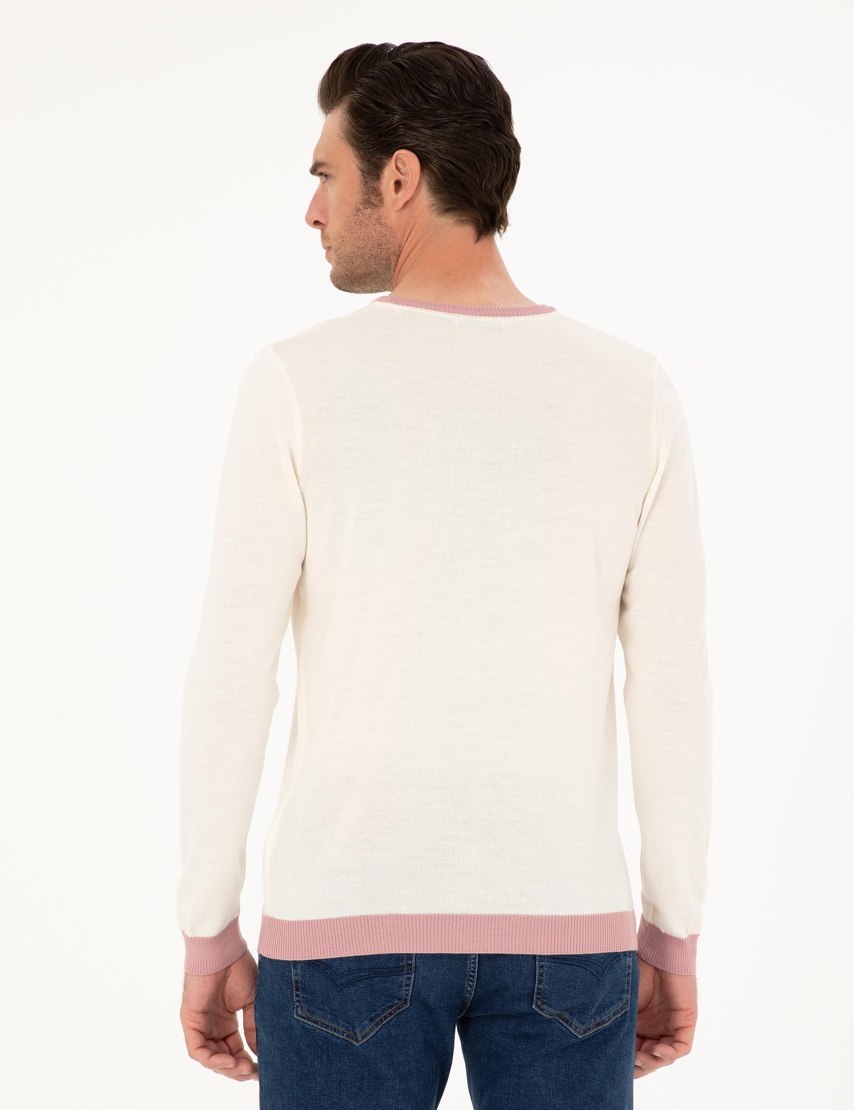 Pudra Slim Fit Yün Karışımlı Bisiklet Yaka Triko Kazak - 50271747091
