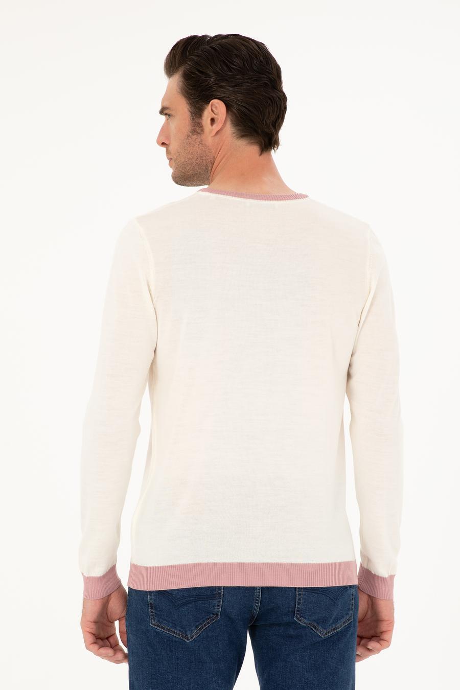 Pudra Slim Fit Yün Karışımlı Bisiklet Yaka Triko Kazak - 50271747091