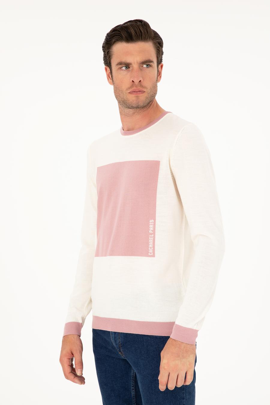 Pudra Slim Fit Yün Karışımlı Bisiklet Yaka Triko Kazak - 50271747091
