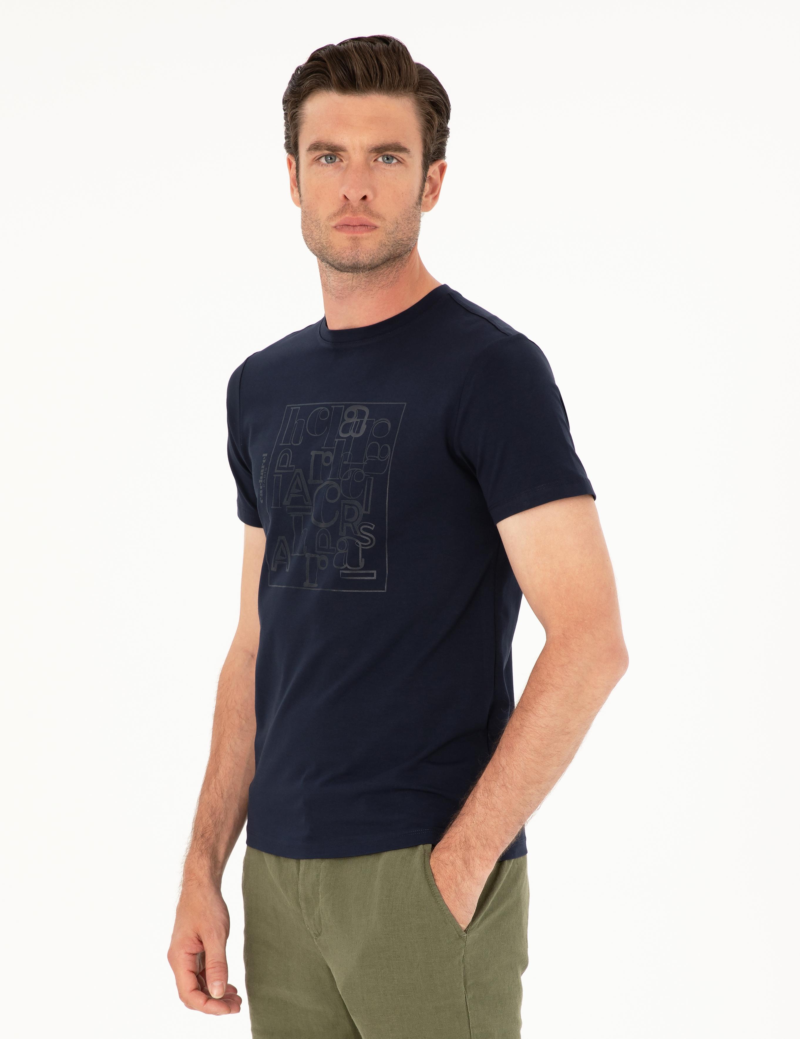 Lacivert Slim Fit Bisiklet Yaka T-shirt - 50284843046