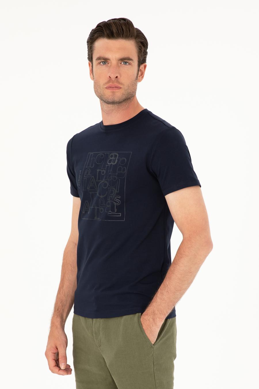 Lacivert Slim Fit Bisiklet Yaka T-shirt - 50284843046
