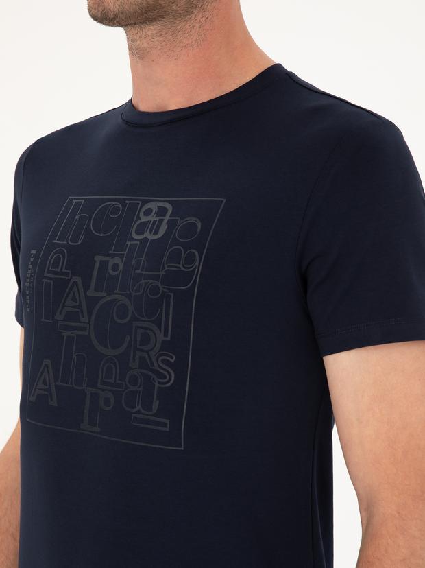 Lacivert Slim Fit Bisiklet Yaka T-shirt