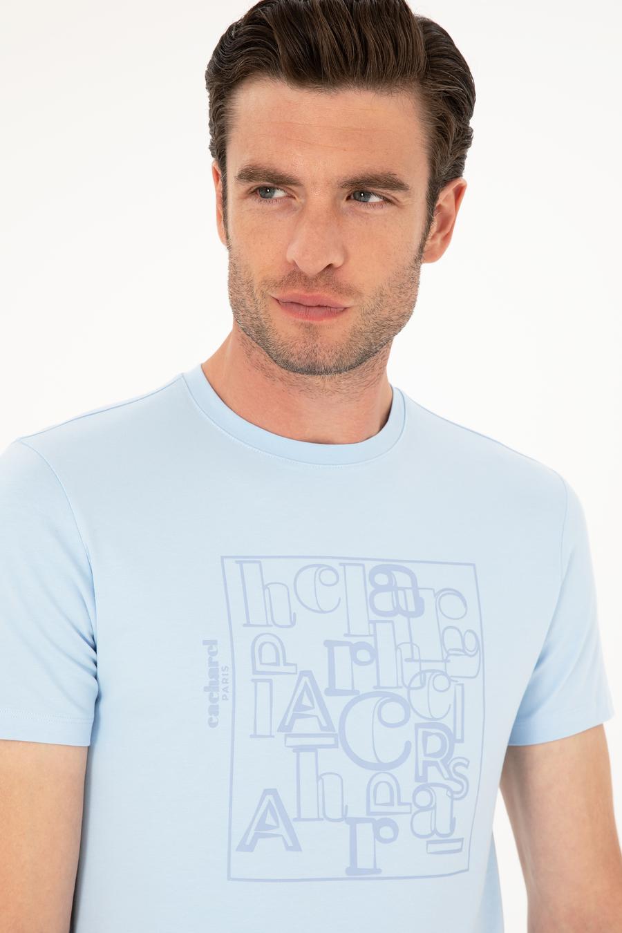 Açık Mavi Slim Fit Bisiklet Yaka T-shirt - 50284843053