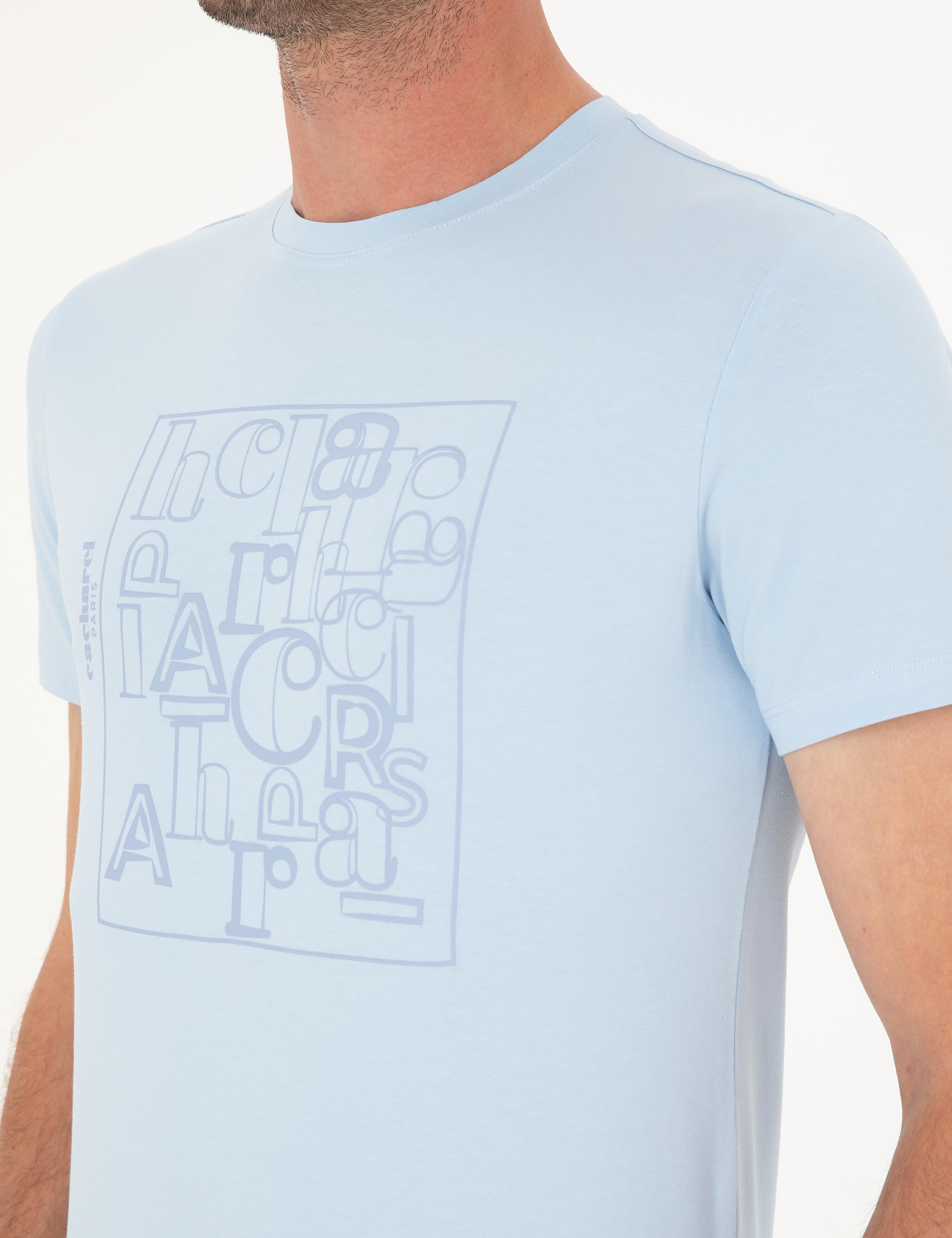 Açık Mavi Slim Fit Bisiklet Yaka T-shirt - 50284843053