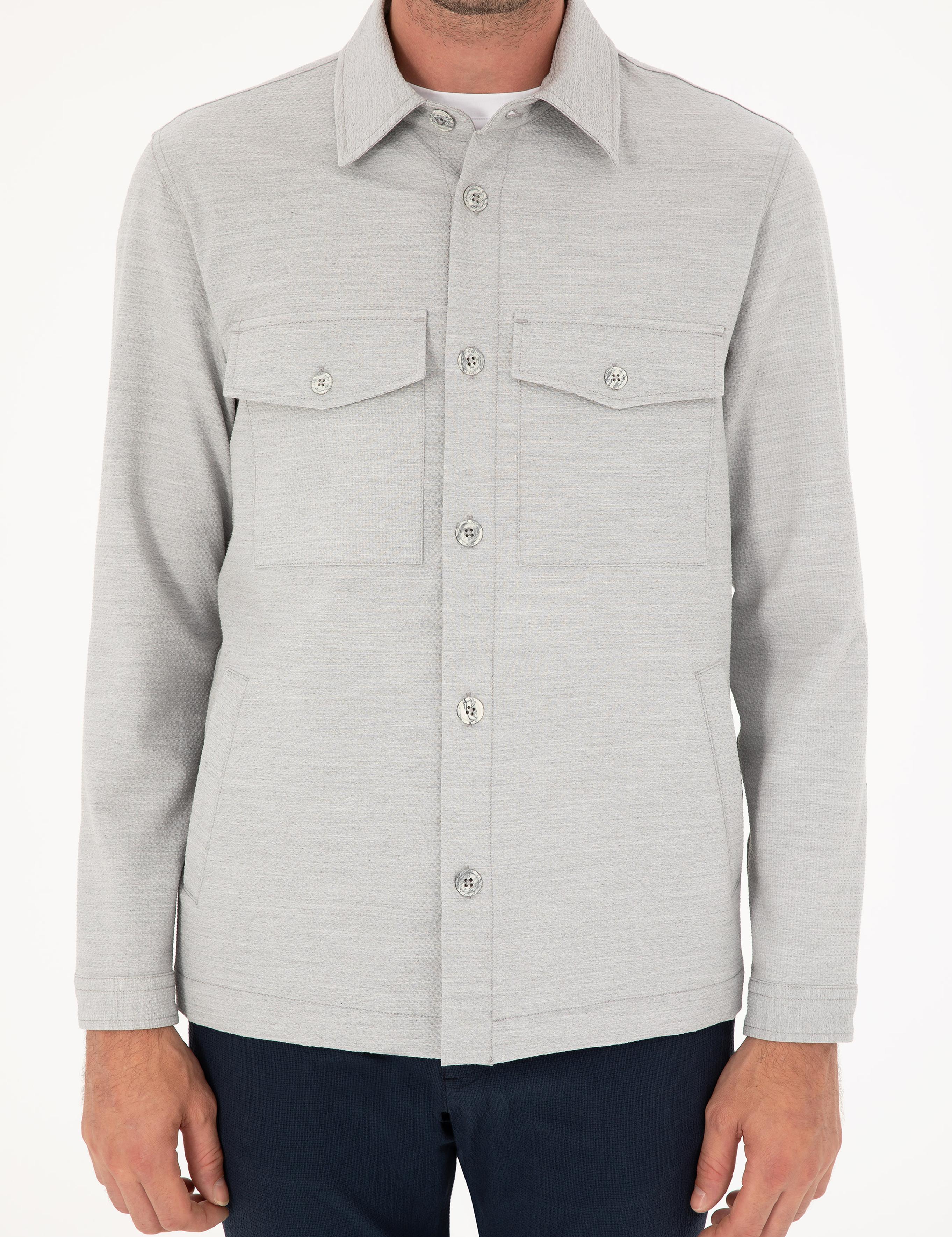 Gri Slim Fit Ceket Gömlek - 50288987025