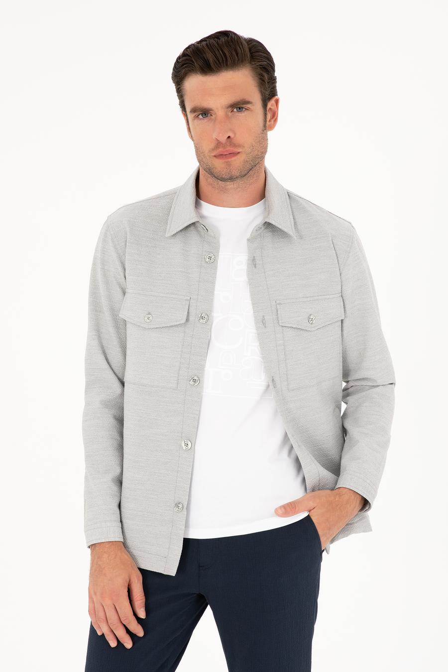 Gri Slim Fit Ceket Gömlek - 50288987025