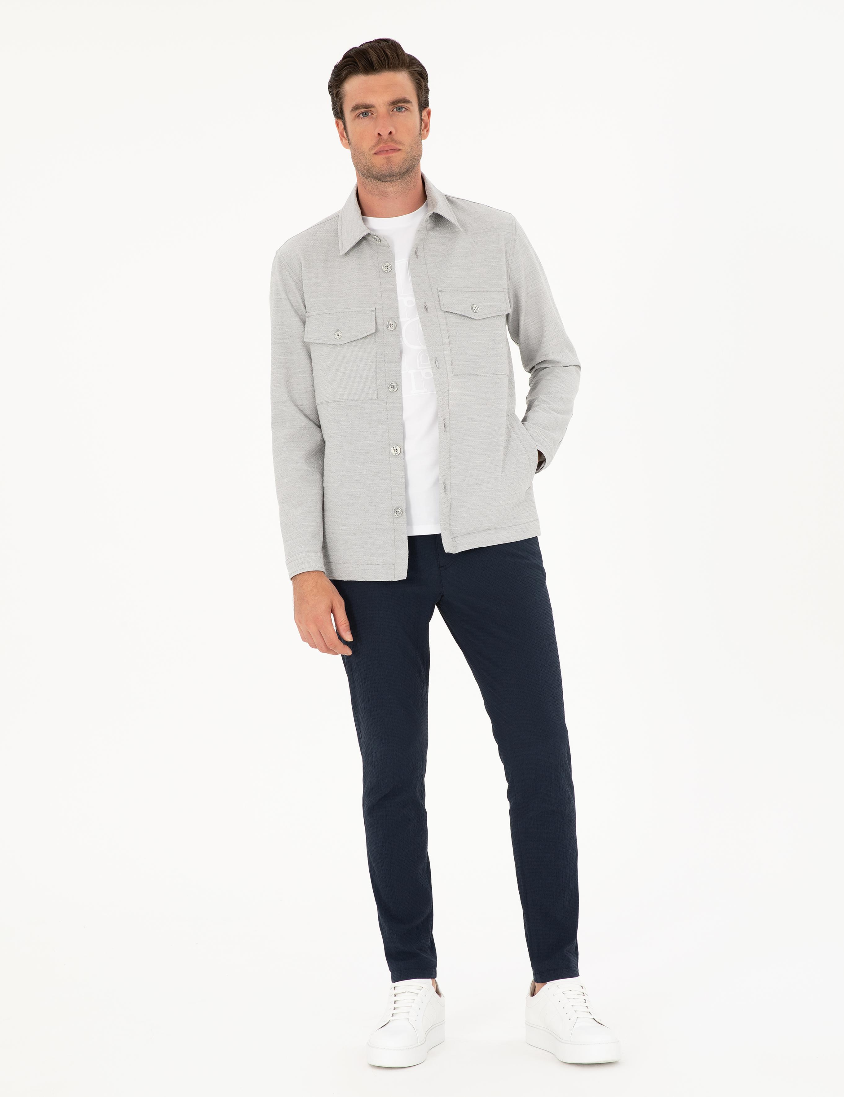 Gri Slim Fit Ceket Gömlek - 50288987025