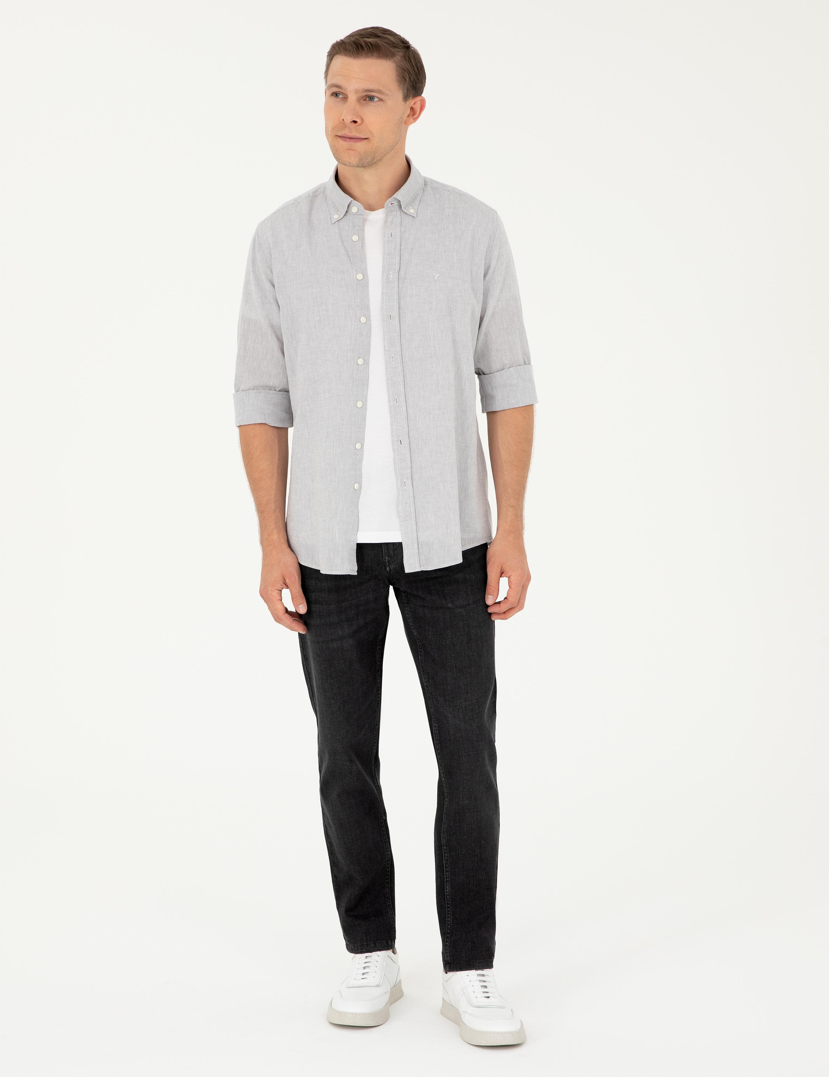 Koyu Gri Slim Fit Pamuk Karışımlı Jean Pantolon - 50294067067