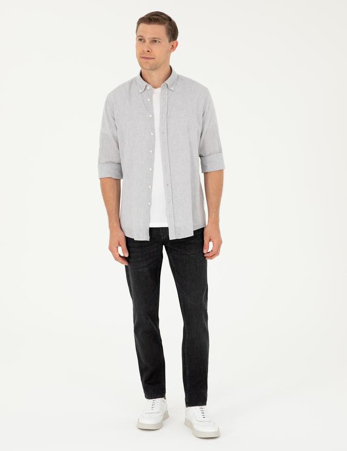Koyu Gri Slim Fit Pamuk Karışımlı Jean Pantolon