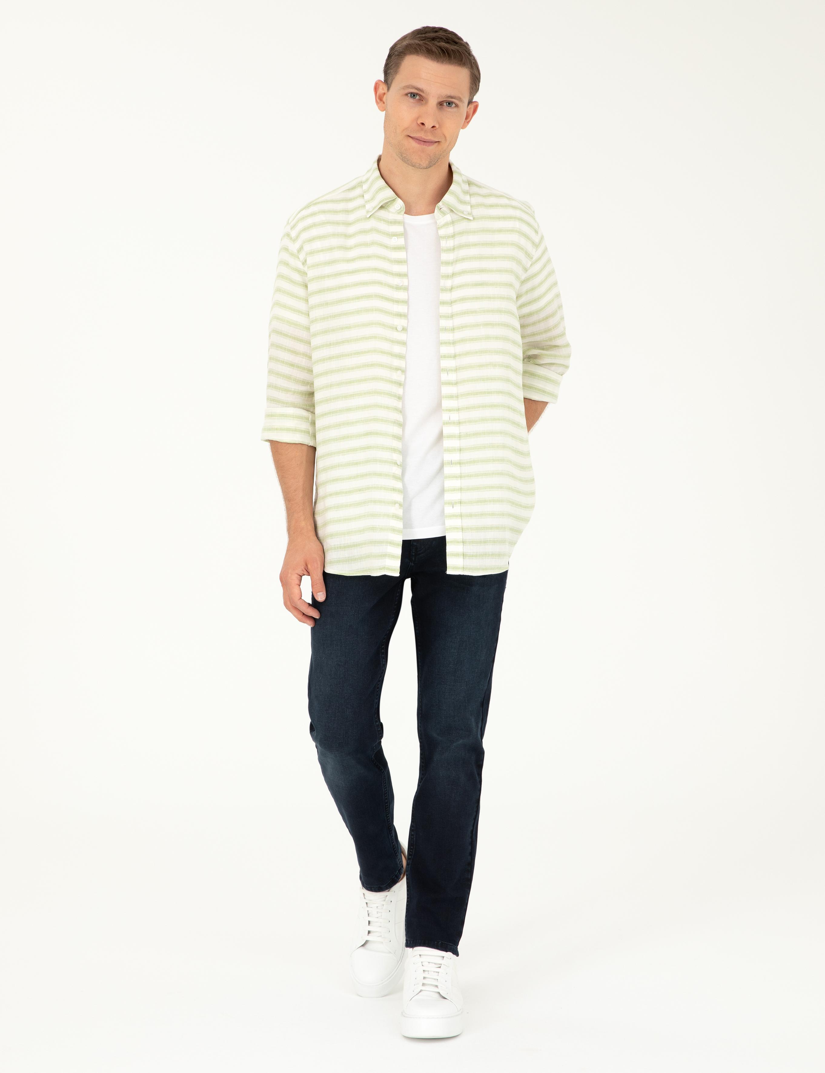 Açık Lacivert Slim Fit Pamuk Karışımlı Jean Pantolon - 50294068062